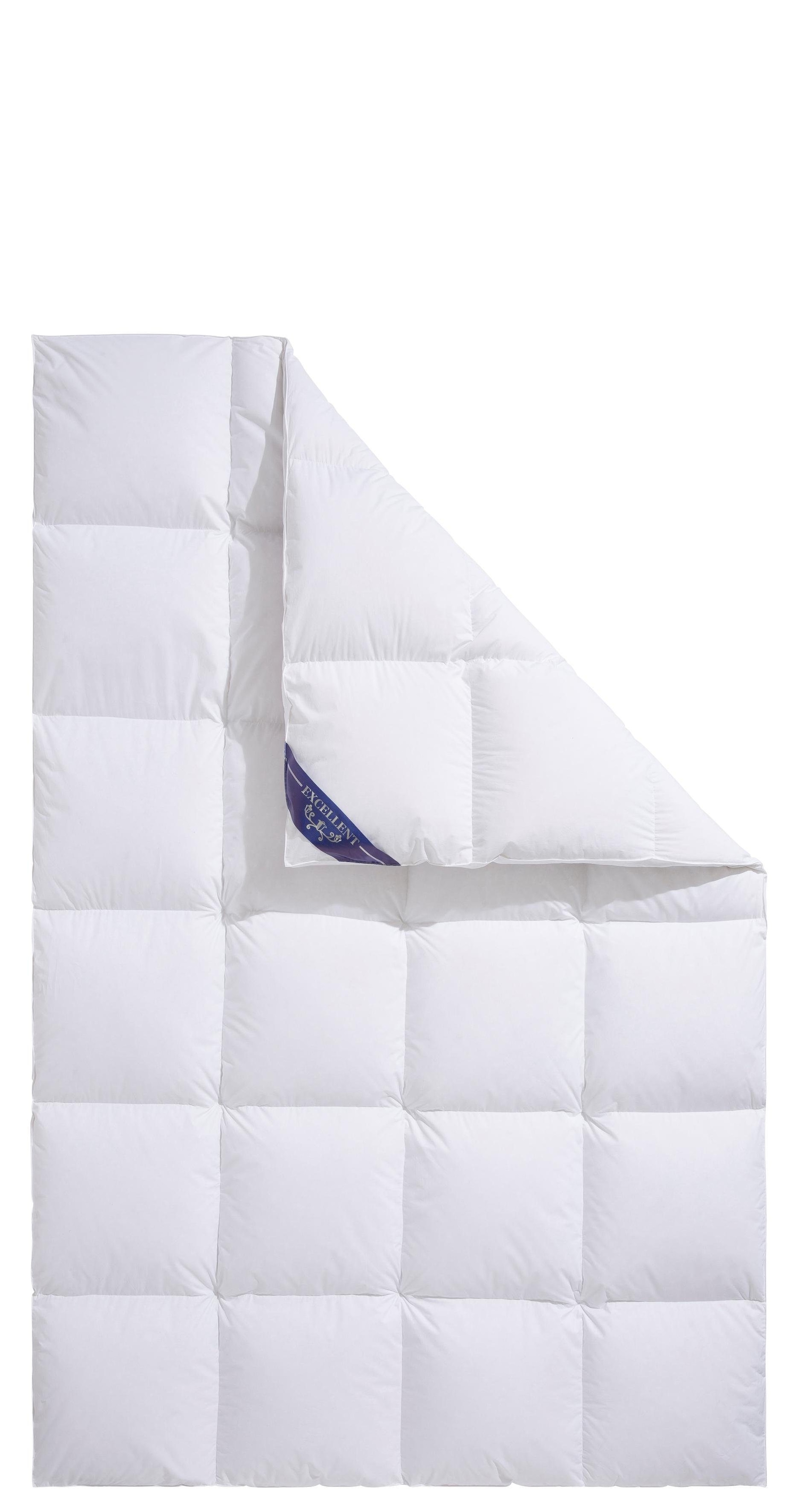 Excellent Daunenbettdecke »VENEDIG, Bettdecken für Sommer und Winter, Decke«, extrawarm, Füllung 90% Daunen, 10% Federn, Bezug 100% Baumwolle, (1 St.), Bettdecke 135x200 cm, 155x220cm und weitere Grössen, Made in Germany