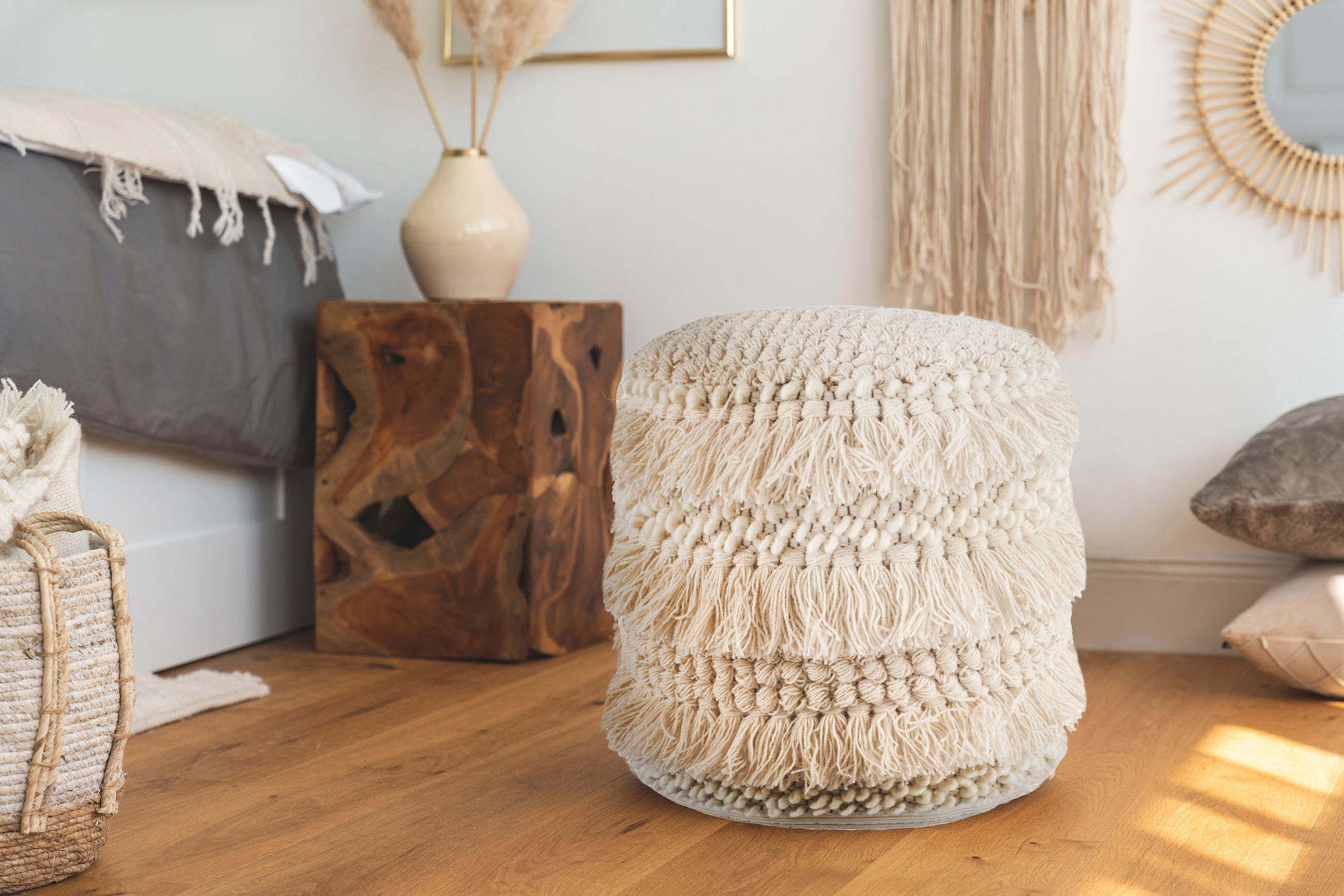 Kayoom Pouf »Pouf Bohist 325 35cm x 35cm«, (1 St.), handgefertigt, Unikat, sehr gut kombinierbar