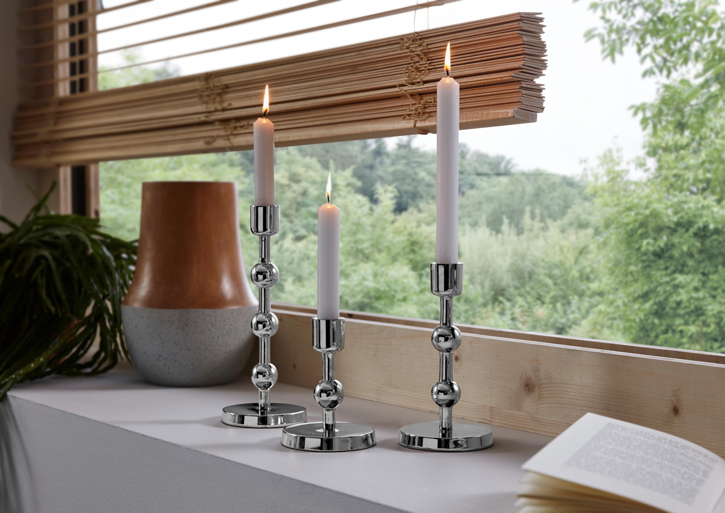 Leonique Kerzenständer »Elliose«, (Set, 3 St.), aus Aluminium, handgefertigt, 3 Grössen im Set