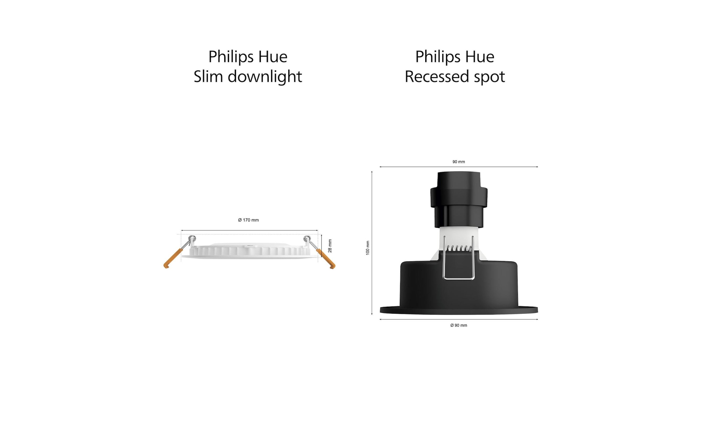 Philips Hue LED Deckenleuchte »White & Color Ambiance Slim Recessed 170 mm weiss«