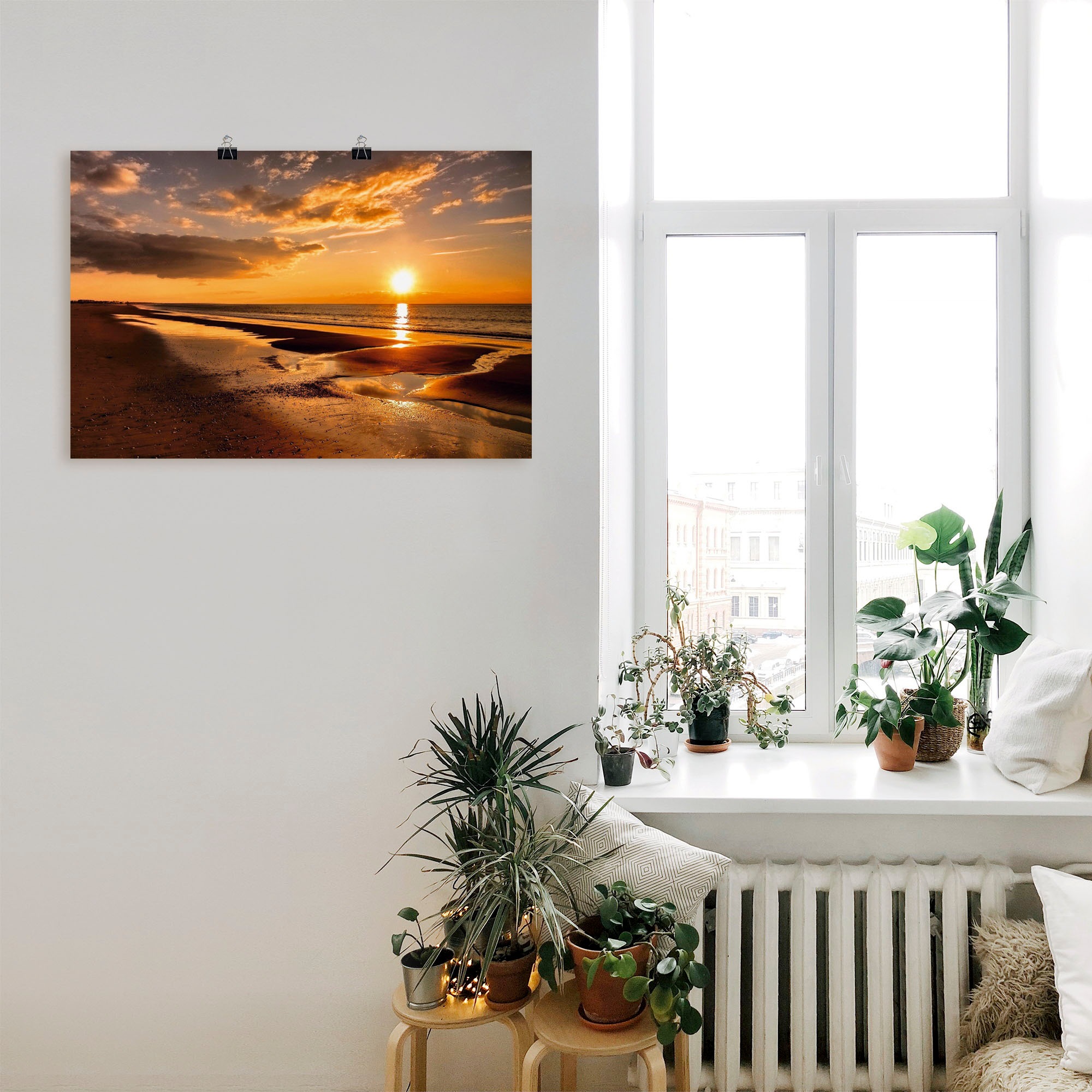 Artland Wandbild »Sonnenuntergang am Mittelmeer«, Strand, (1 St.), als Leinwandbild, Poster, Wandaufkleber in verschied. Grössen