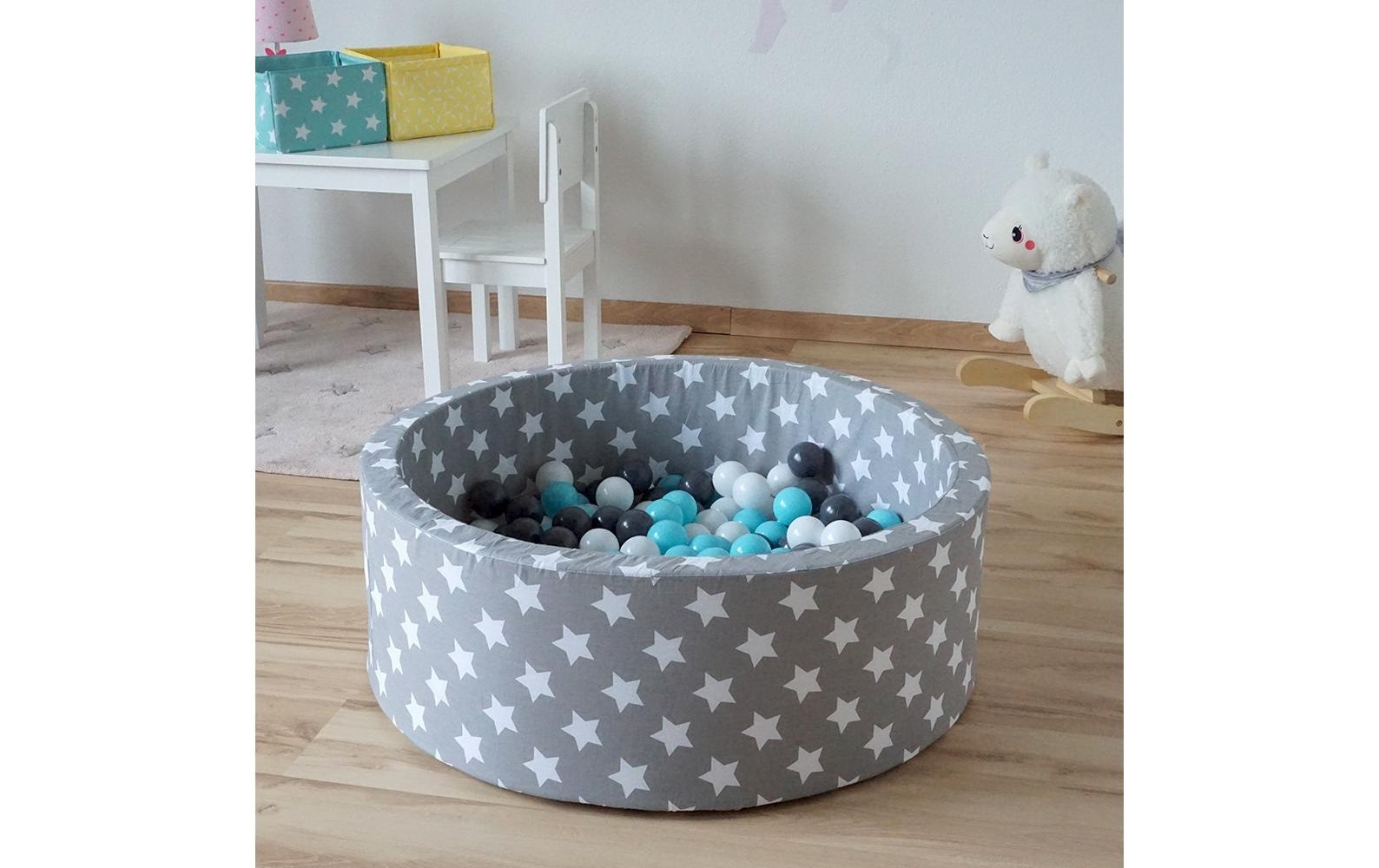 Knorrtoys® Bällebad »Grey White Stars 300 Bälle creme/grey/lightblue«