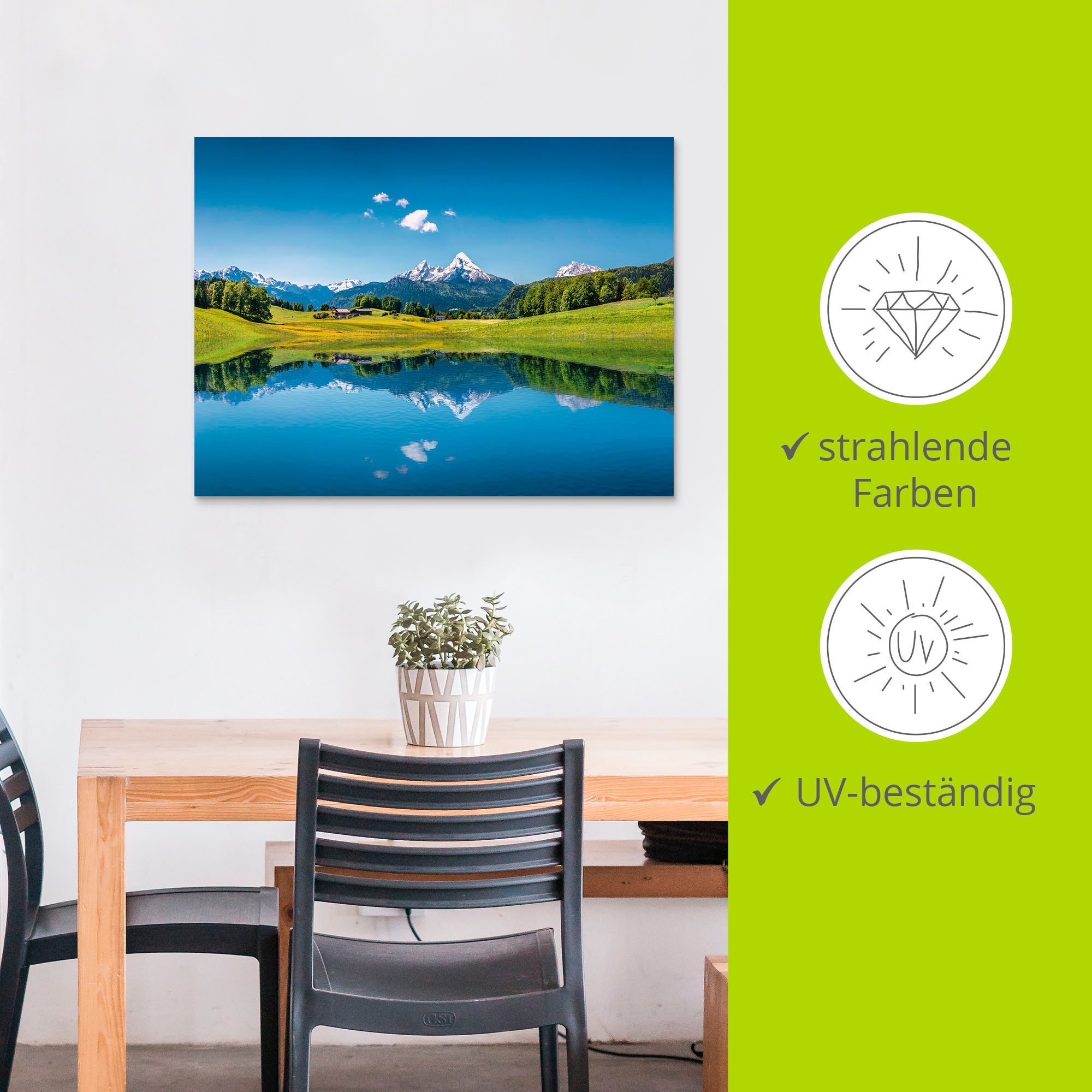 Artland Wandbild »Landschaft in den Alpen«, Berge, (1 St.), als Alubild, Outdoorbild, Leinwandbild, Poster in verschied. Grössen