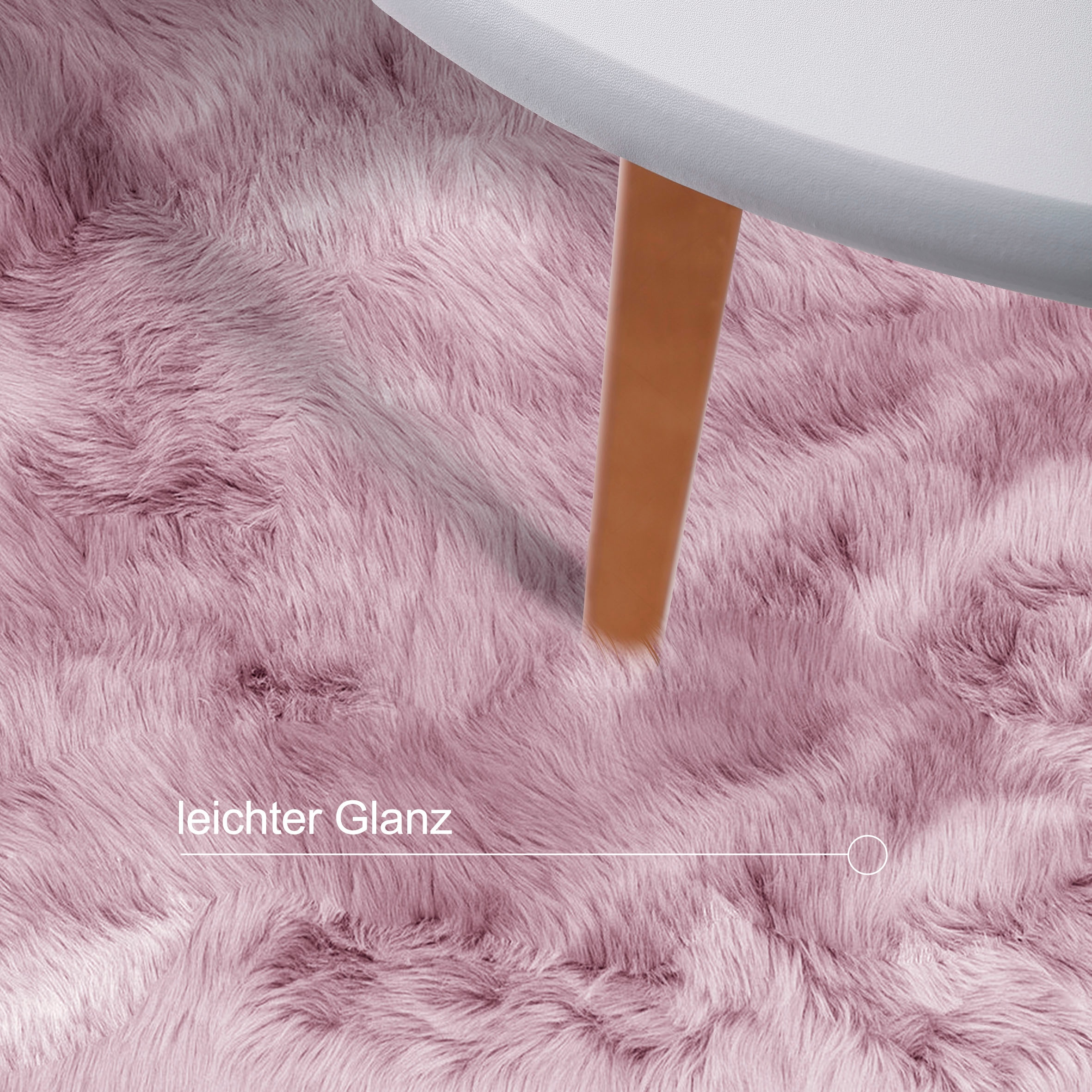 Home affaire Fellteppich »Valeria«, fellförmig, 60 mm Höhe, Kunstfell Teppich rund, besonders weich und flauschig, fussbodenheizungsgeeignet, pflegeleicht, ideale Teppiche für Wohnzimmer, Schlafzimmer und Esszimmer