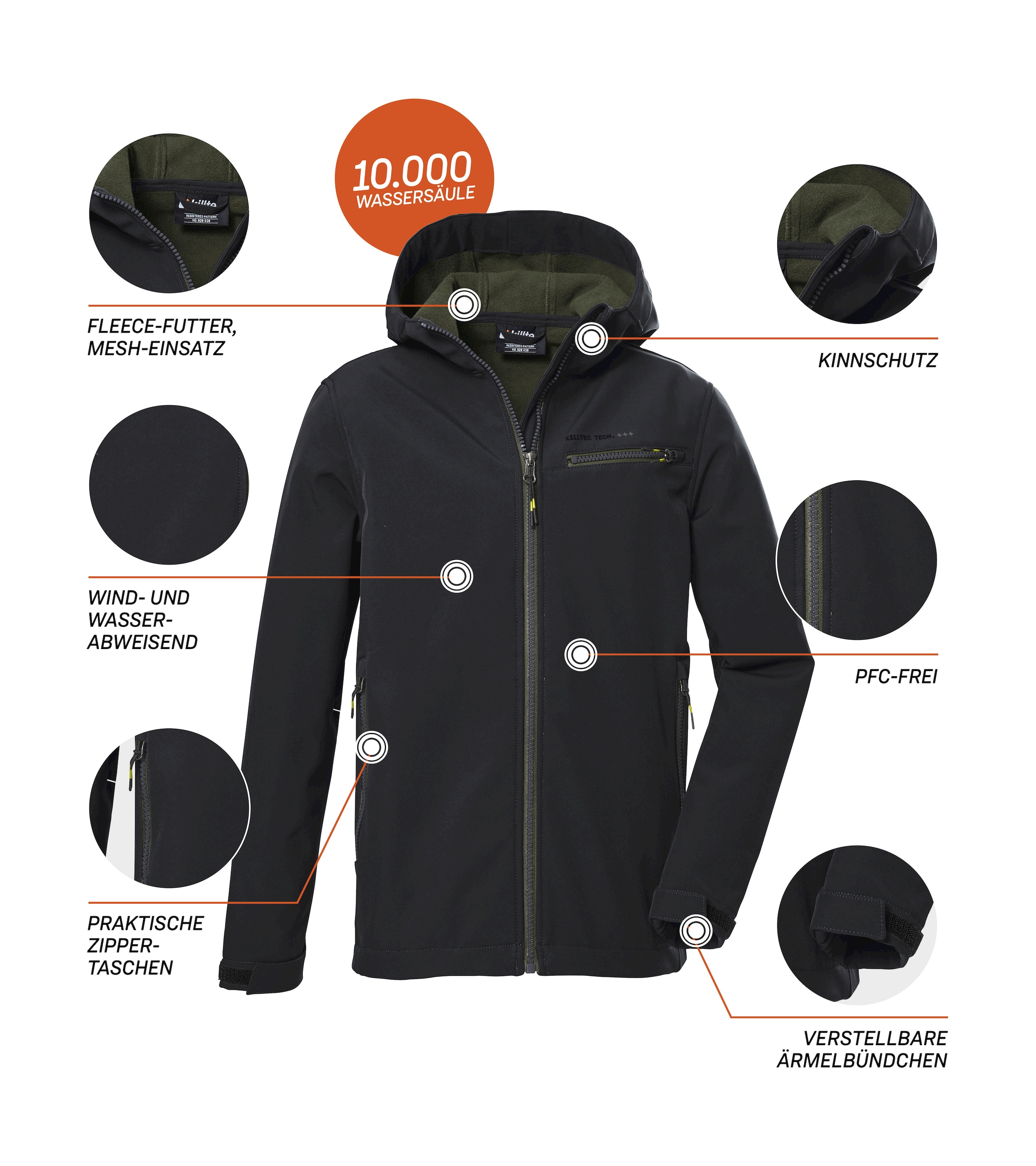 Killtec Softshelljacke »KOW 157 BYS SFTSHLL JCKT«, Wind- und wasserabweisende Softshelljacke mit Fleece und Kapuze
