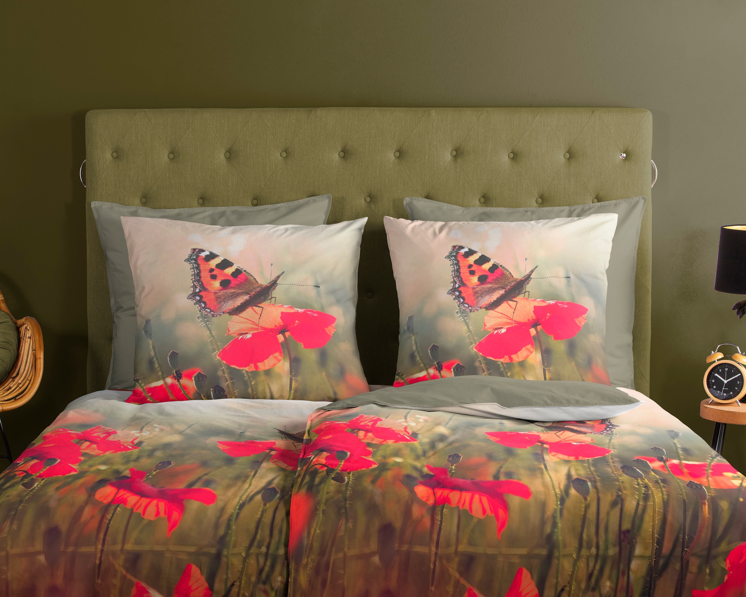 good morning Wendebettwäsche »Poppies«, 100% Baumwolle, 135x200, 2 Teilig, Reissverschluss, Wendeoptik, Poppy