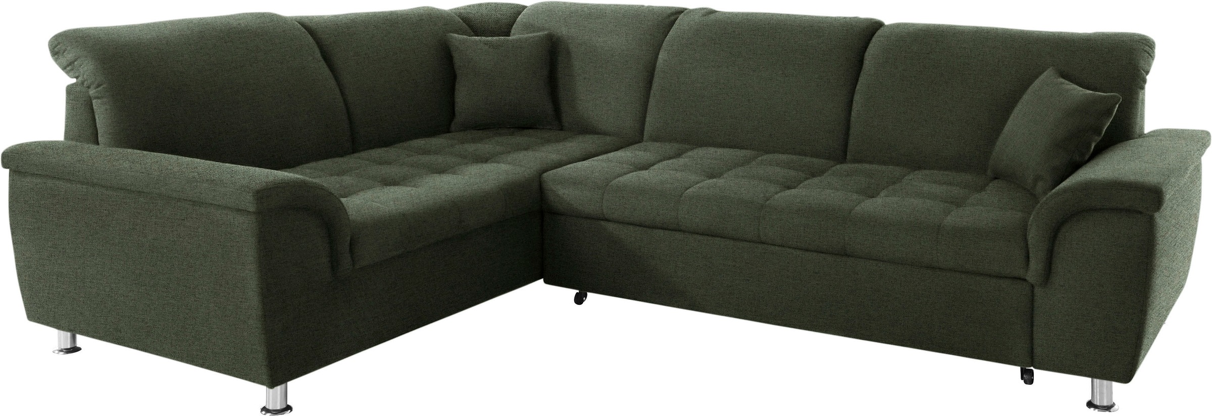 DOMO collection Ecksofa »Franzi, zeitlos und elegant, moderne Sitzheftung, L-Form«, wahlweise mit Kopfteilverstellung (dann Breite: 275 cm)