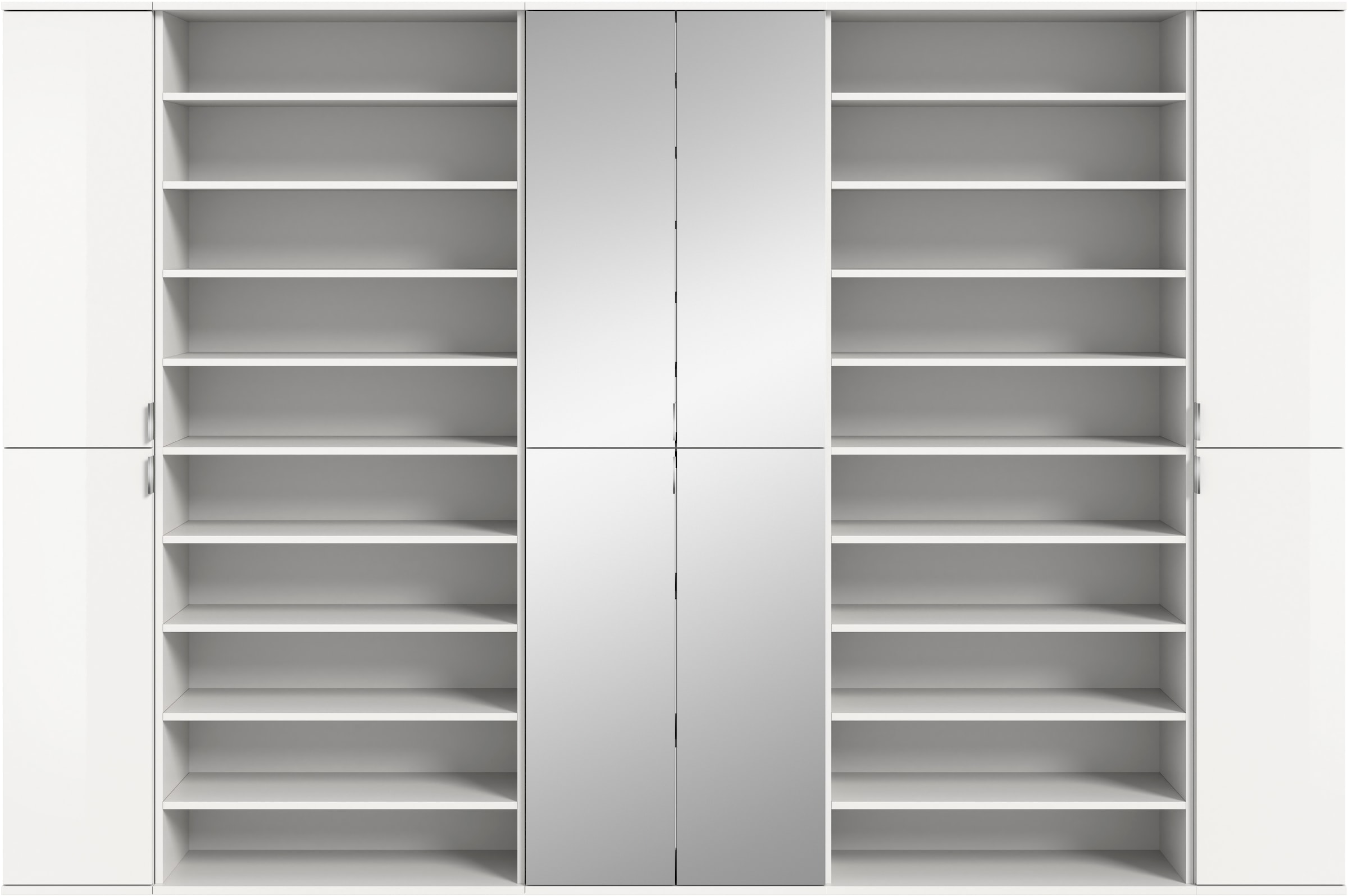 INOSIGN Garderoben-Set »Trondheim, Garderobenset 5-tlg. Breite 262 cm,«, (5 St.), hochglanz, best. aus: Spiegelschrank, 2x Schuhregal, 2x Schrank, Flur