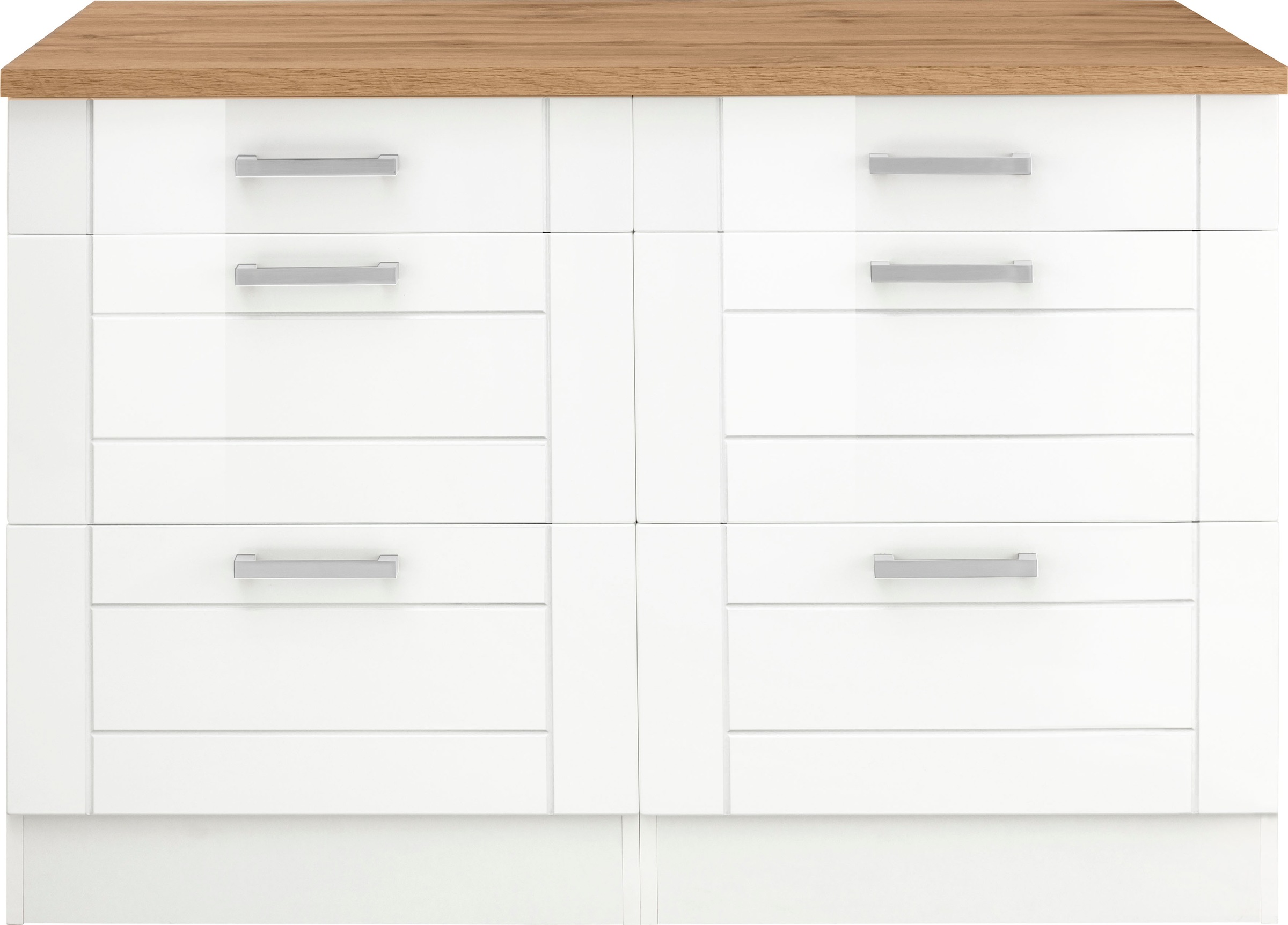 KOCHSTATION Unterschrank "KS-Tinnum" 120 cm breit, Metallgriffe, MDF Fronten, mit 2 Schubkästen