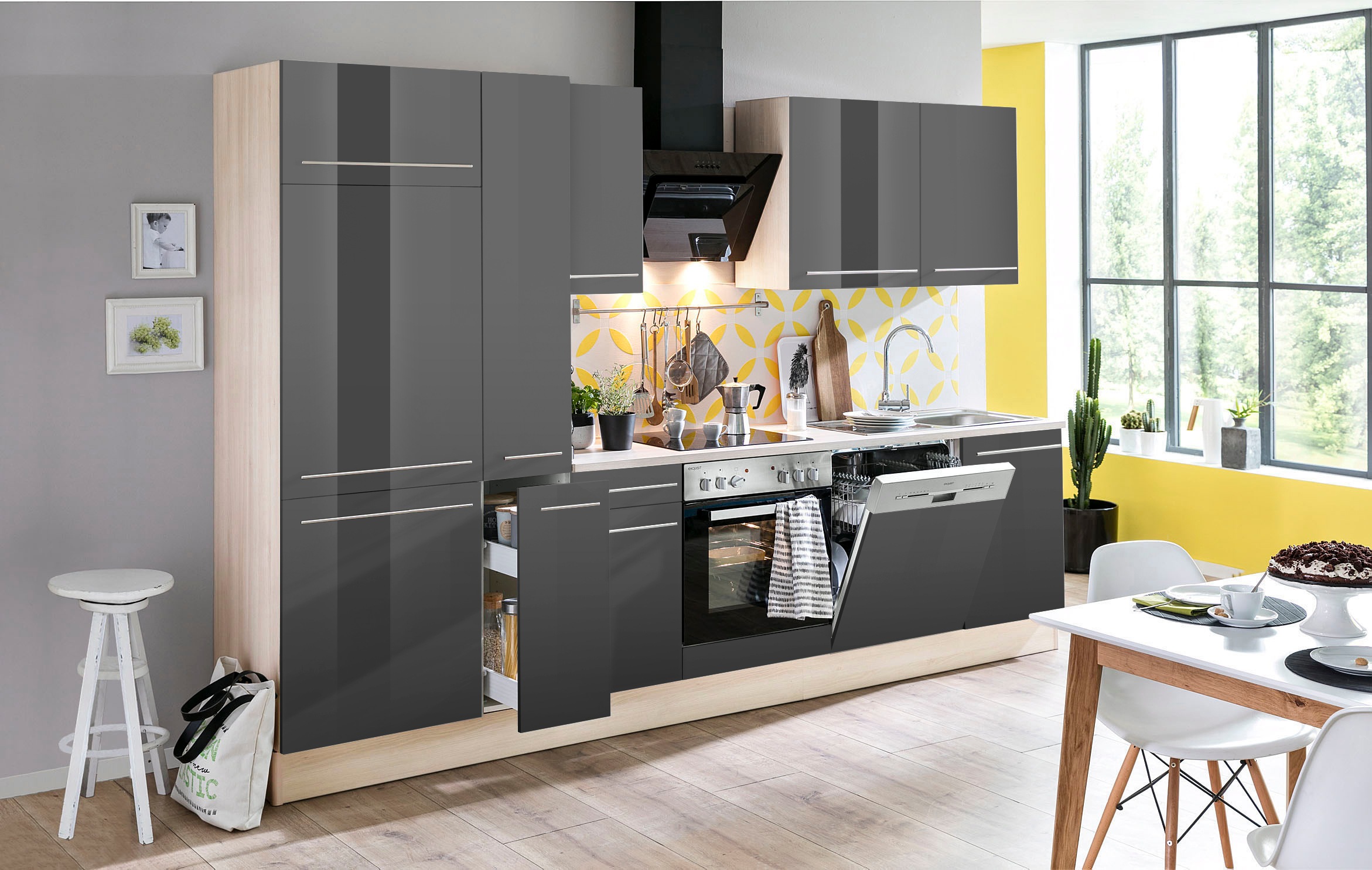 OPTIFIT Küchenzeile "Bern" Breite 300 cm, wahlweise mit E-Geräten, höhenverstellbare Füße