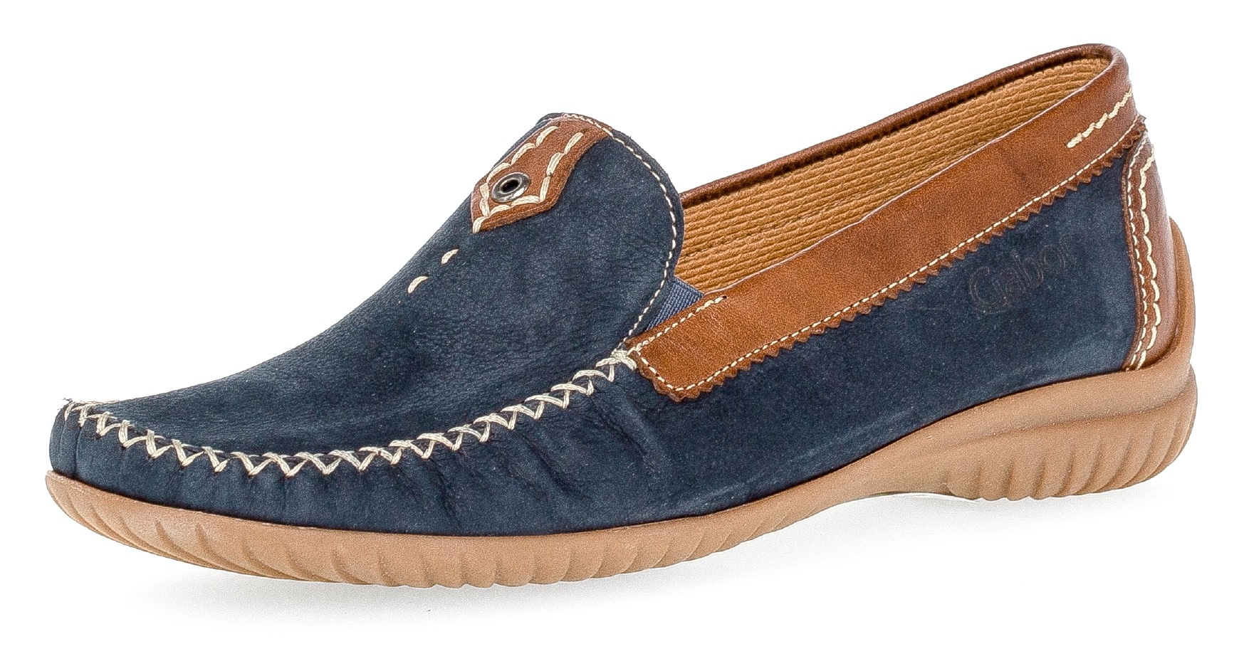 Gabor Mokassin "FLORENZ", Slipper, Schlupfschuh, Bequmschuh mit Kontrastnaht, Weite G (=weit)