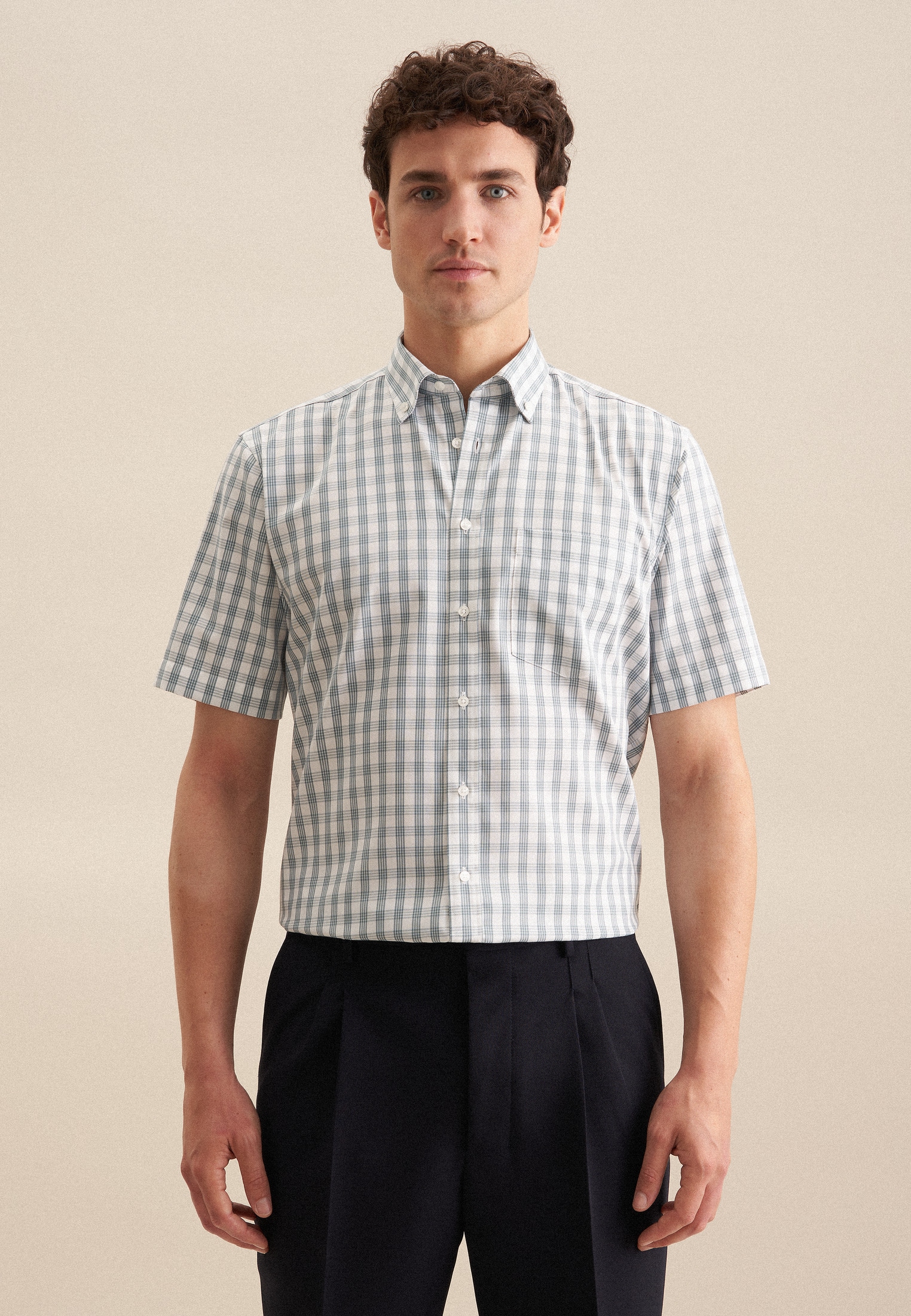 seidensticker Businesshemd »Regular« Regular 1/2 Button-Down-Kragen Karo