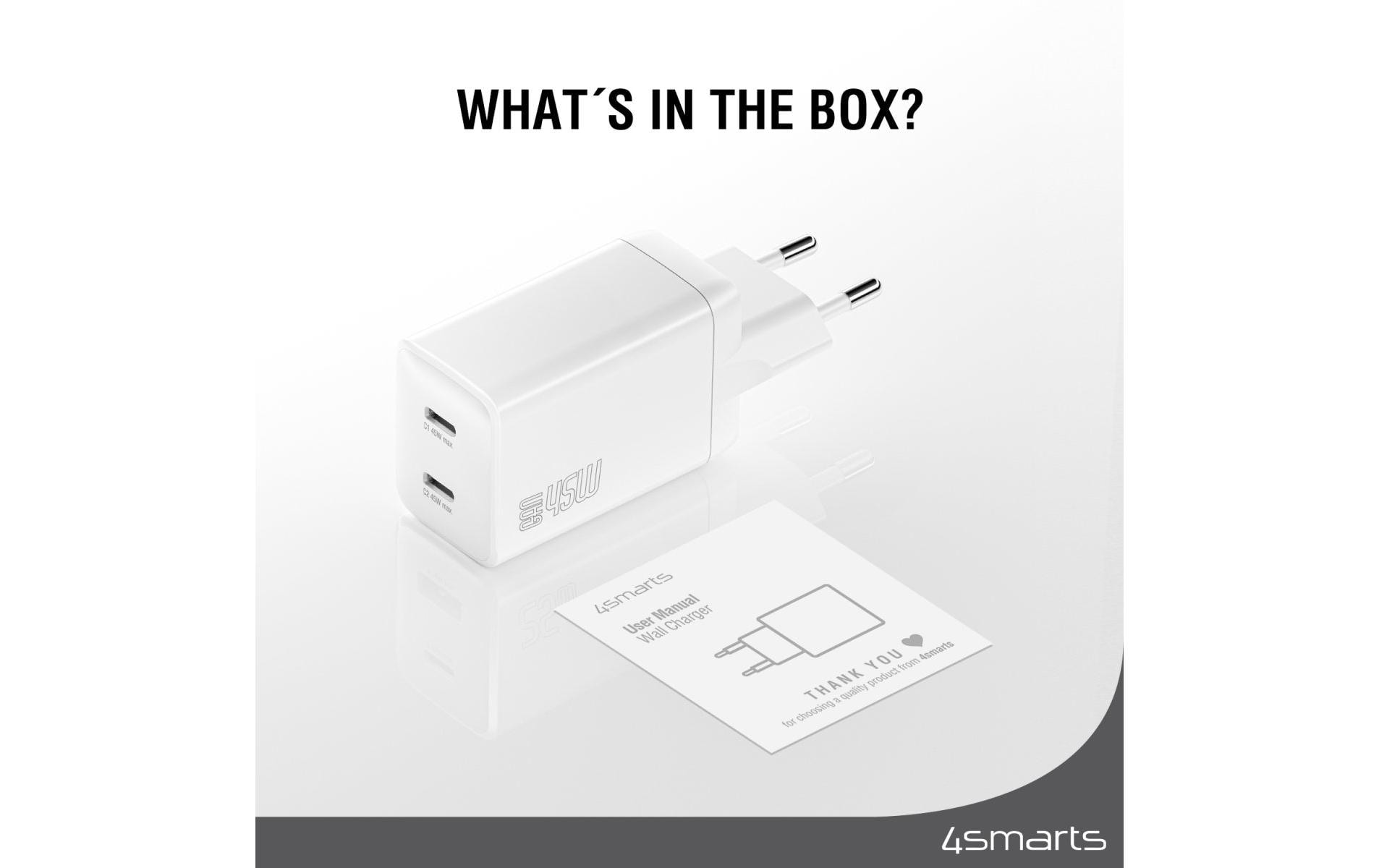 4smarts USB-Ladegerät »PDPlug Dual 2x USB-C 45 W GaN«