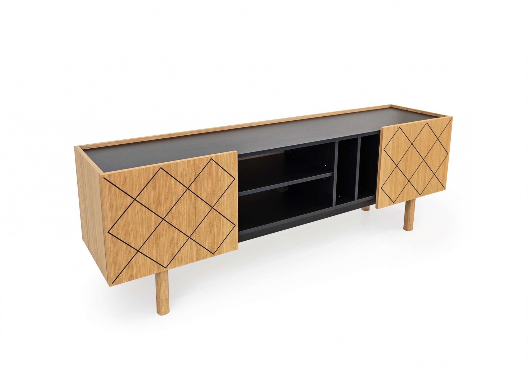 Woodman Sideboard »Porto«, Kommode, dekorative Fräsungen, mit Eichenholzfurnier, Breite 175 cm