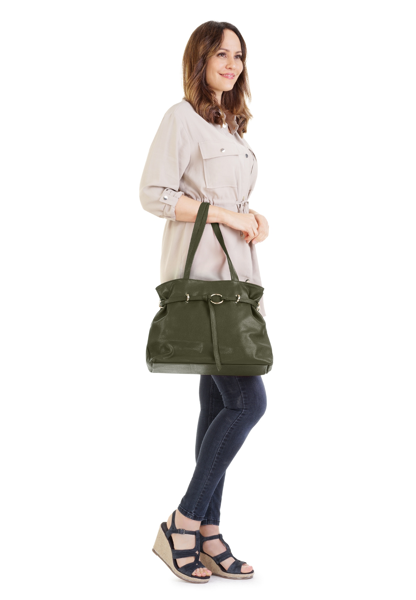 Samantha Look Henkeltasche, echt Leder, Made in Italy