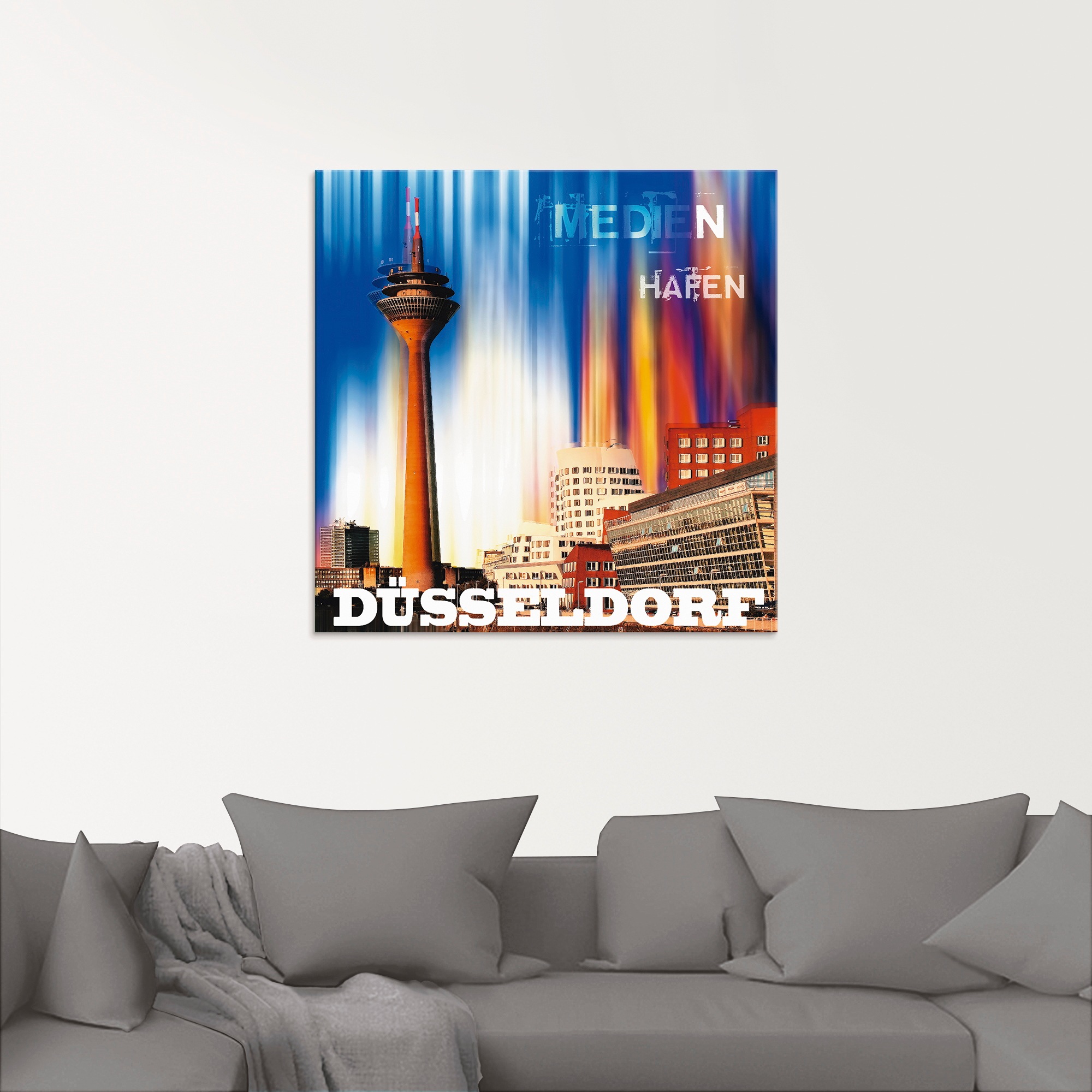 Artland Glasbild »Düsseldorf Skyline Abstrakt 03«, Deutschland, (1 St.), in verschiedenen Grössen