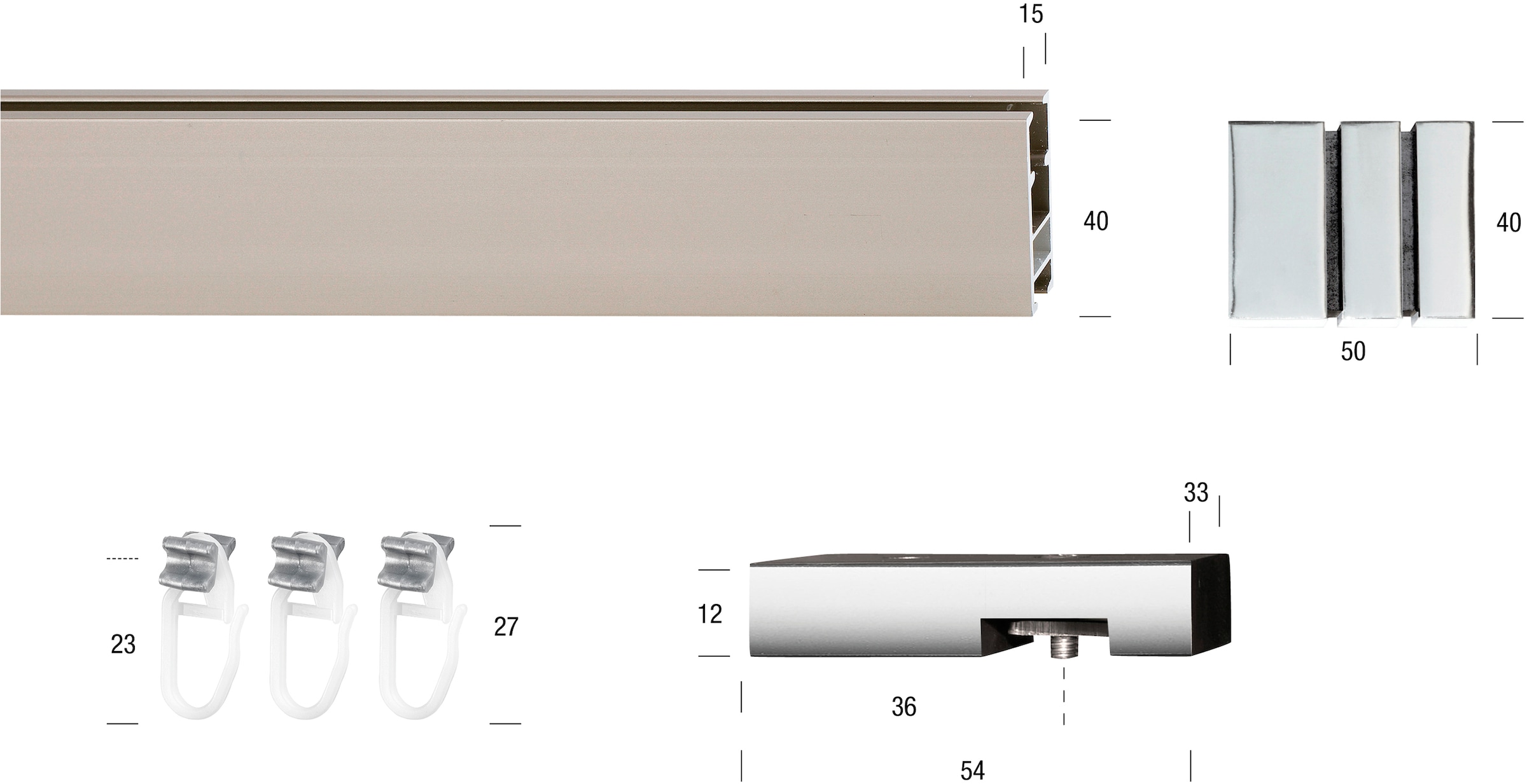 GARESA Gardinenstange »FLAT«, 1 läufig-läufig, Wunschmasslänge, Rechteckprofil, Deckenmontage, perfekter Lauf, modern, verlängerbar