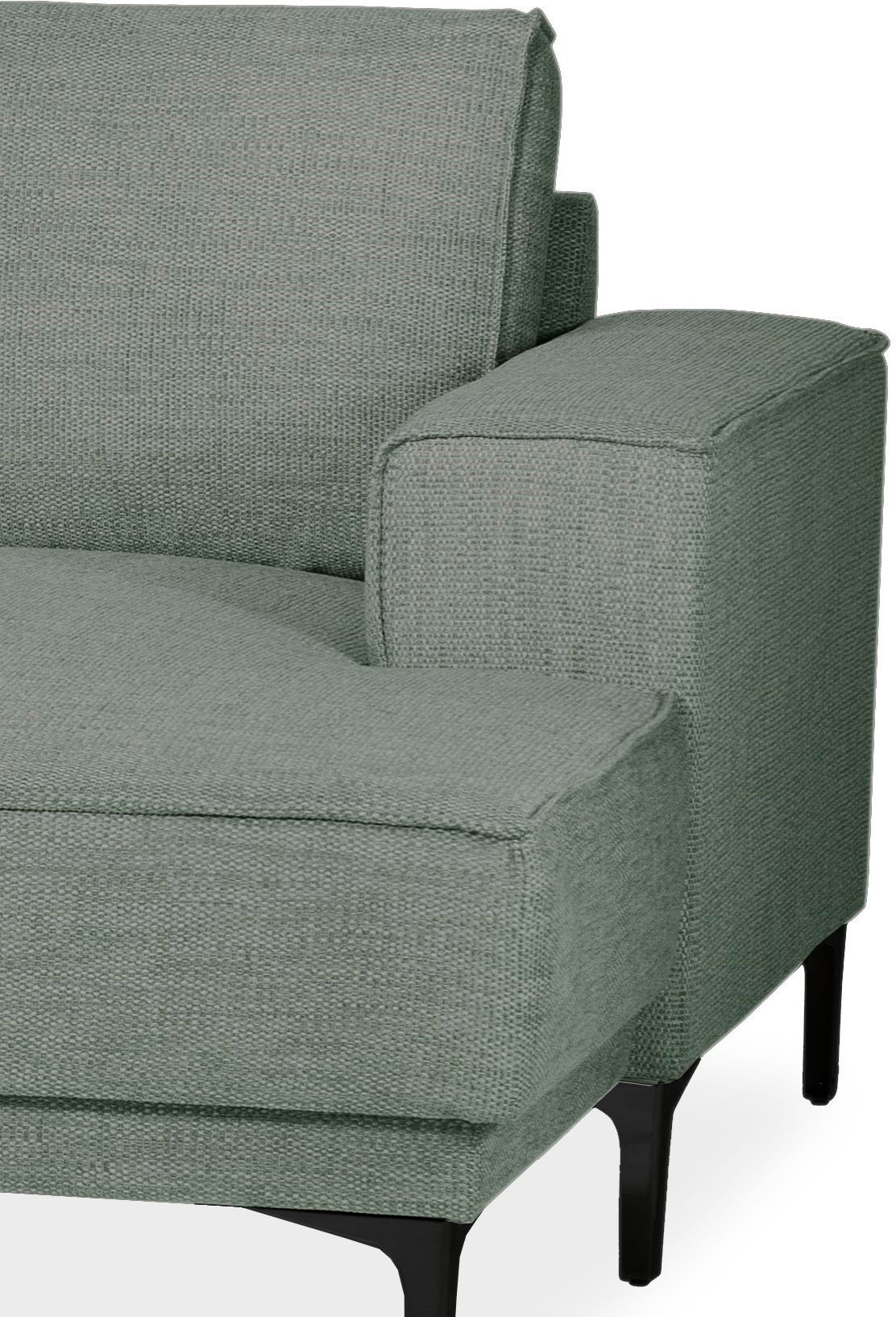 Places of Style Wohnlandschaft »XXL Sofa Oland, Struktur, Flachgewebe, Luxus-Microfaser, Boucle«, U-Form, 345 cm, Wellenunterfederung, Skandi-Design, Metallfüsse