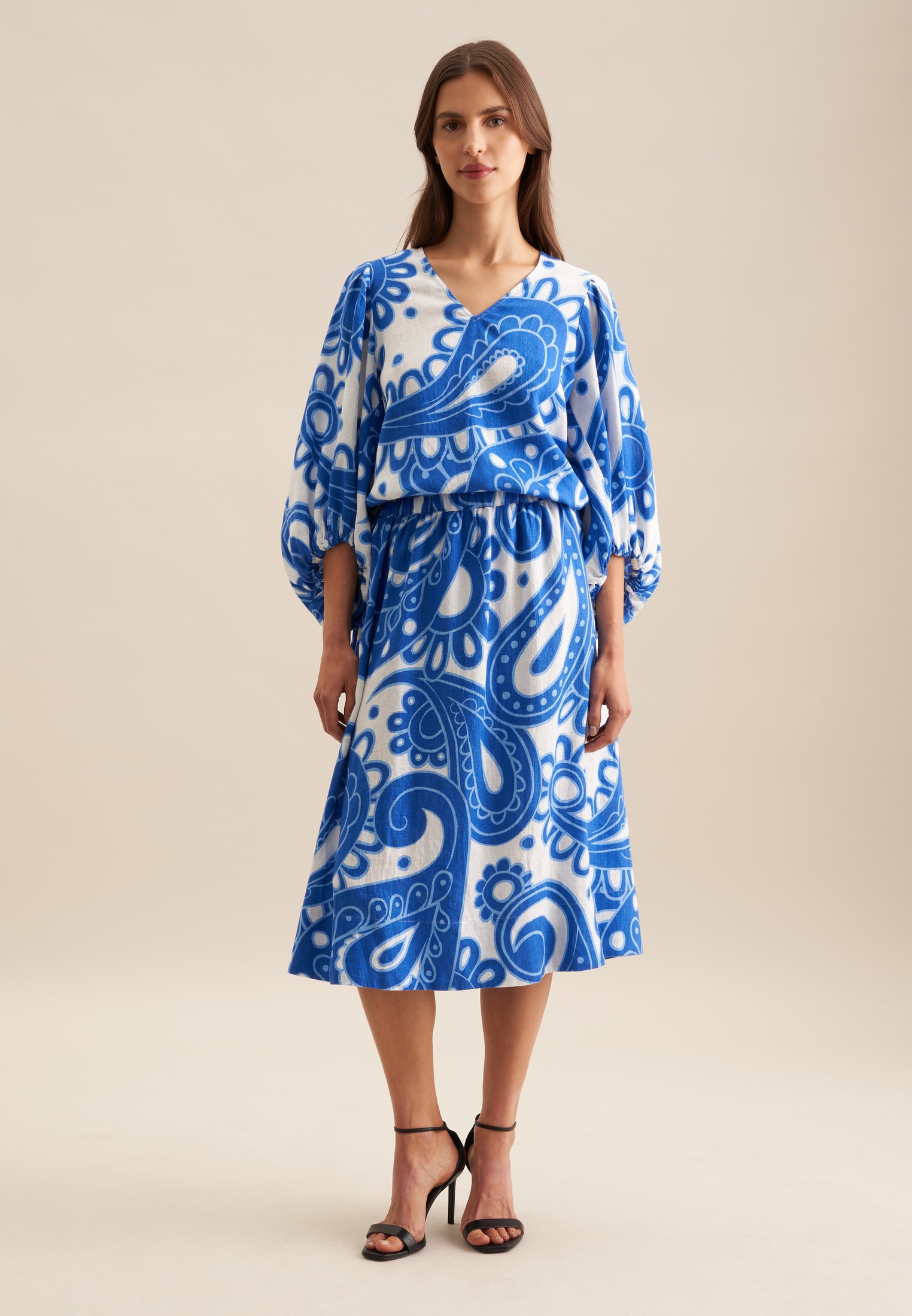 seidensticker Shirtbluse »Schwarze Rose«, 3/4 V-Neck Paisley