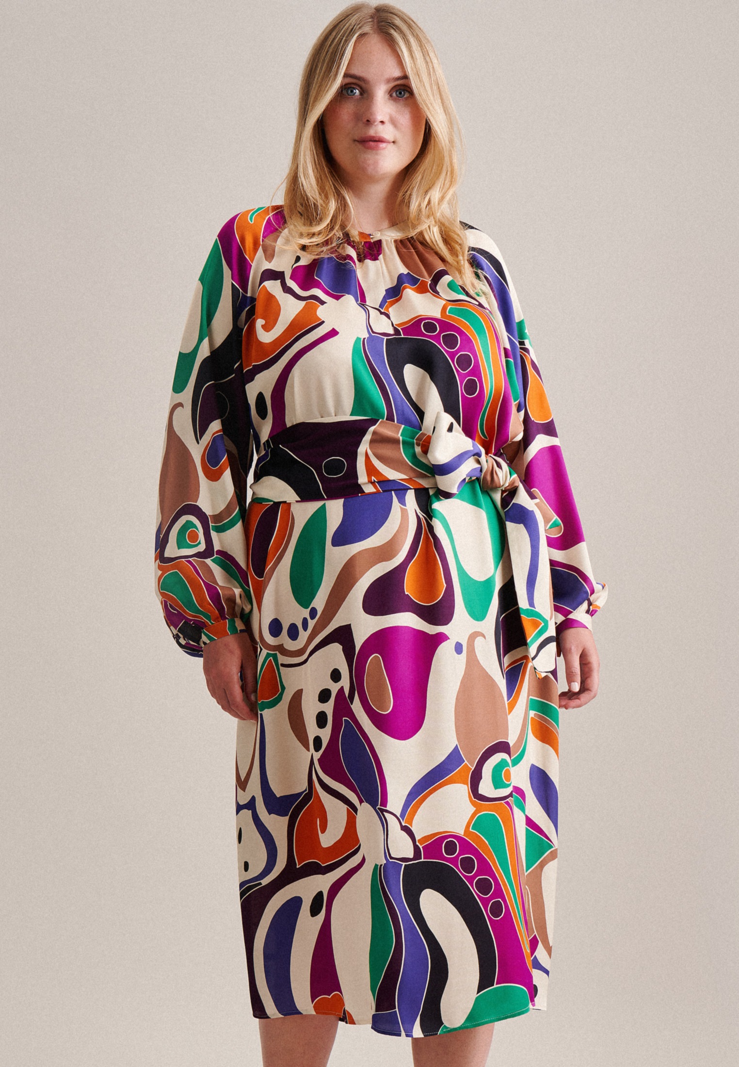 seidensticker Sommerkleid Langarm Rundhals Druck