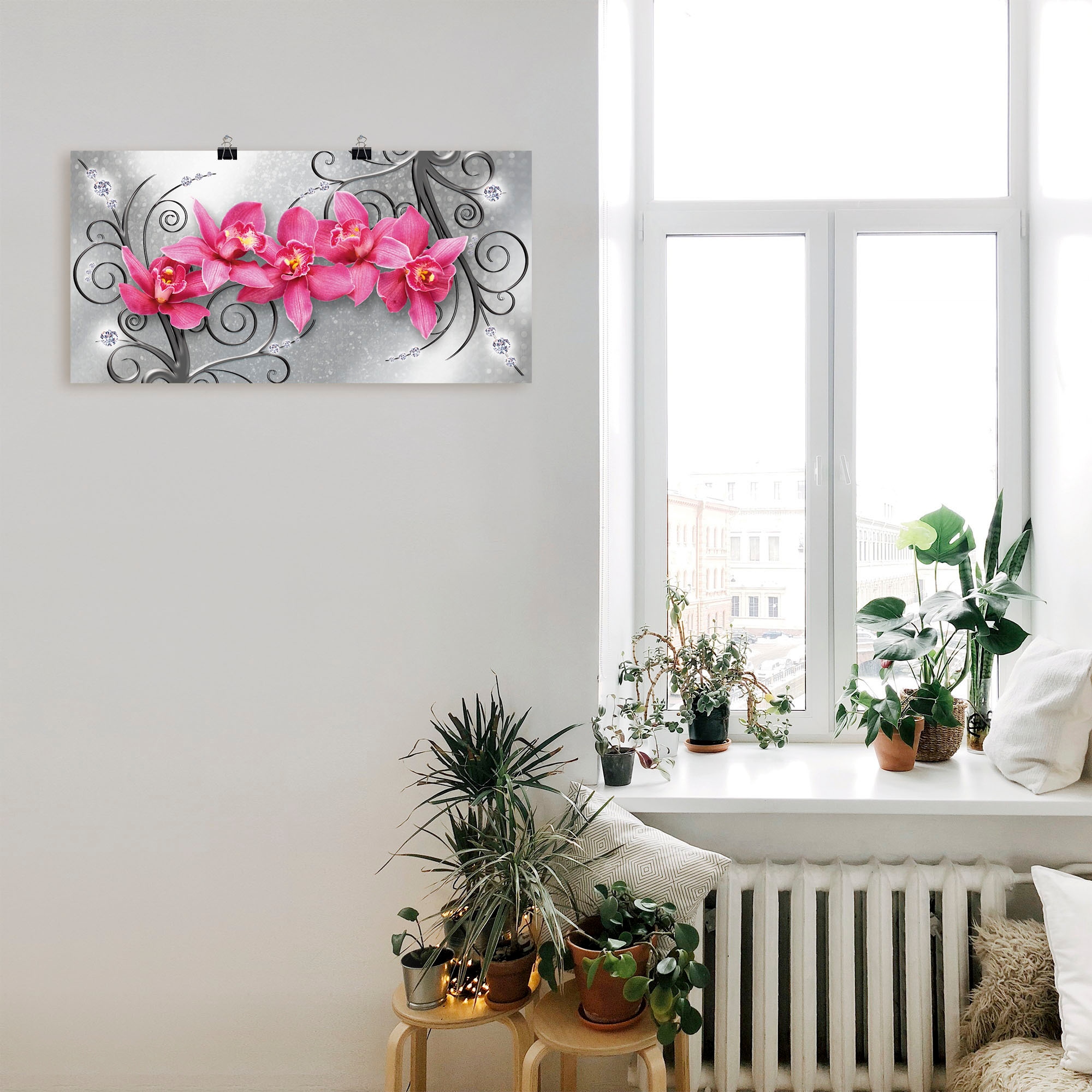 Blumenbilder, Alubild, Artland versch. in Jelmoli-Versand Orchideen Leinwandbild, Wandaufkleber St.), Grössen online auf (1 Ornamenten«, kaufen »rosa oder Poster Wandbild | als