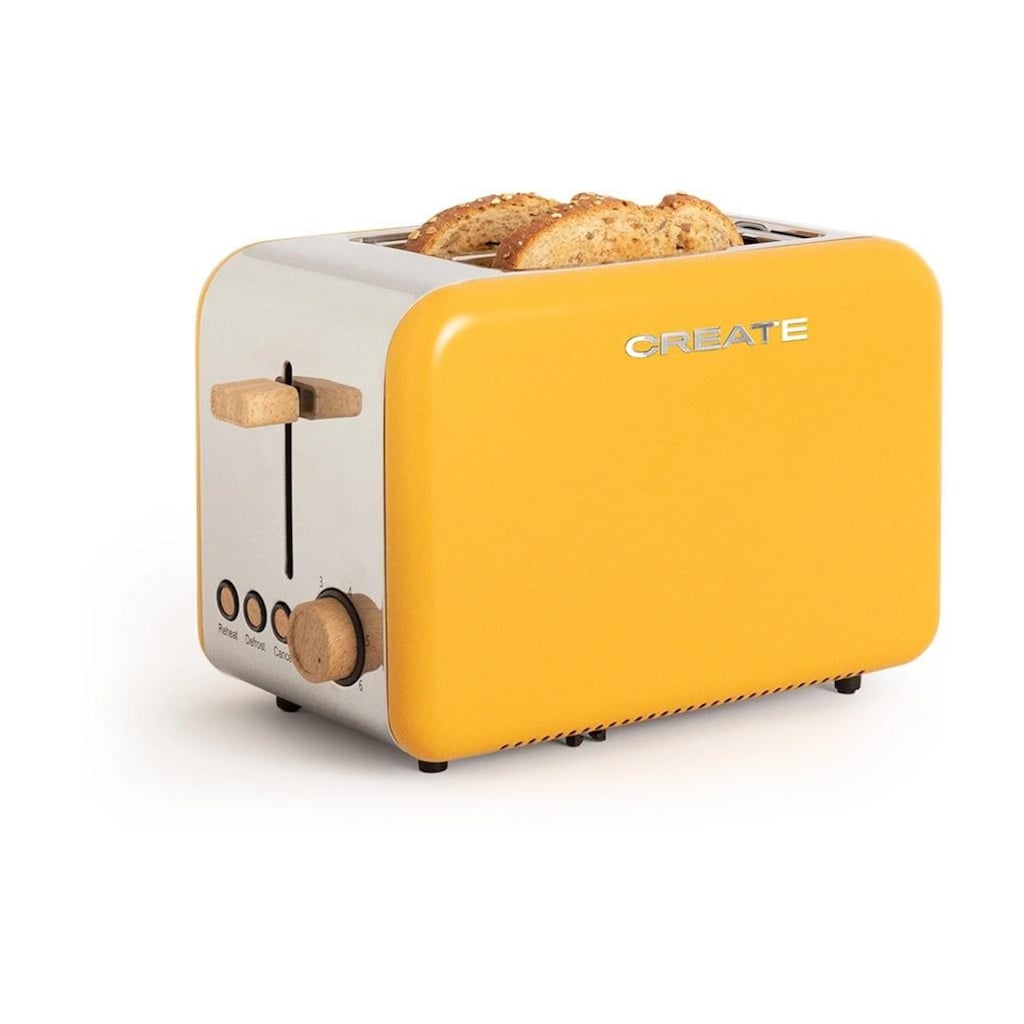 Toaster »Create Retro Senfgelb«, für 2 Scheiben, 2200 W