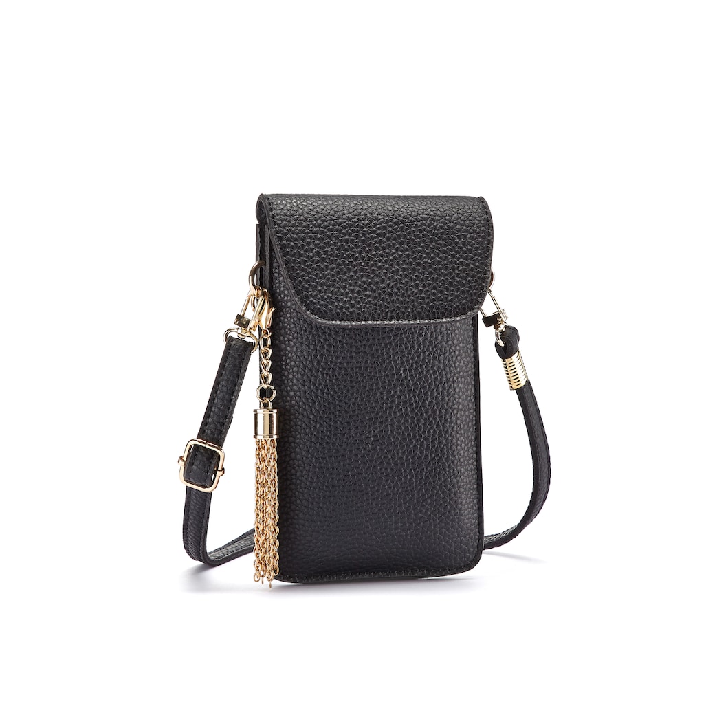 LASCANA Umhängetasche, modische Minibag, Handytasche mit praktischem Sichtfenster und abnehmbarer Tassel