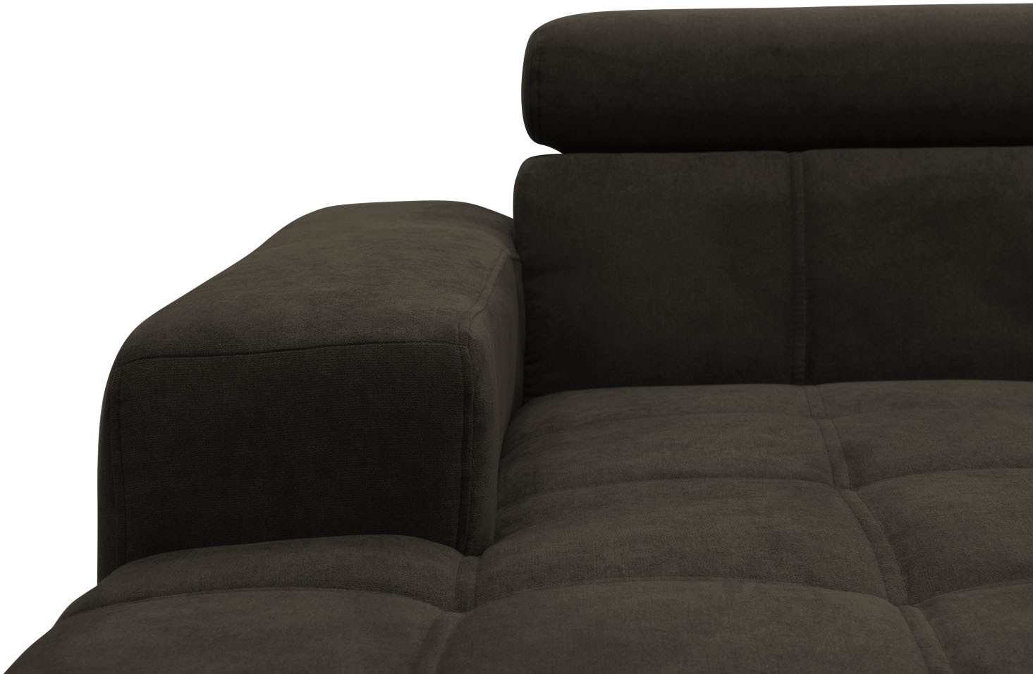 DOMO collection Ecksofa »Trento L-Form, mit Kufenfuss oder Einzelfuss«, wahlweise mit Kopfteilverstellung, Recamiere links/rechts bestellbar