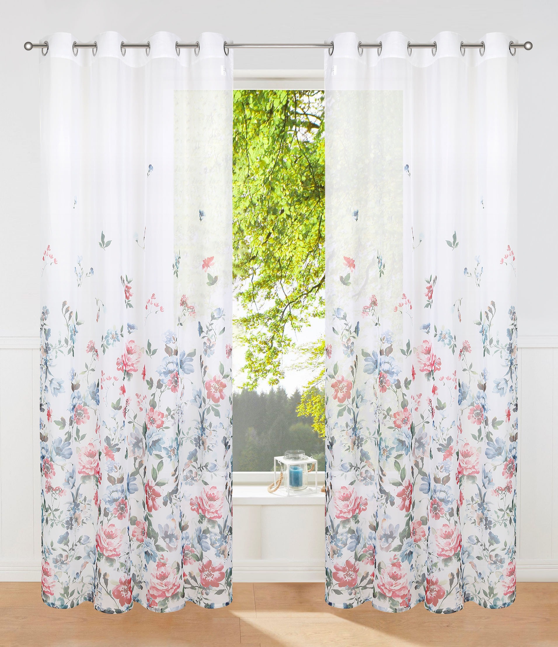 my home Gardine »Millie«, (1 St.), Voile mit Blumendruck, transparent,  bedruckt, verschiedene Grössen online bestellen | Jelmoli-Versand