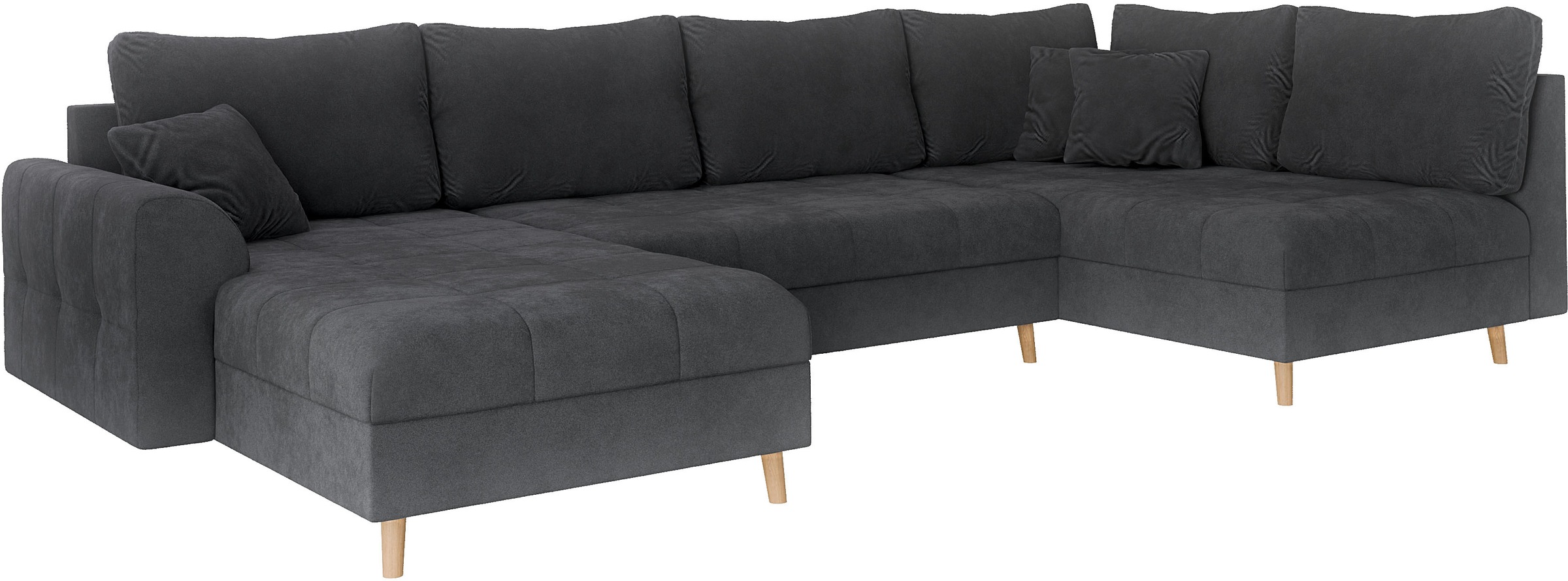 Home affaire Wohnlandschaft »CHARRE U-Form mit Ottomane, Masse B/T/H: 310/161/81 cm«, feine Steppung, lose Rücken- und Zierkissen, auch in Cord und Bouclé