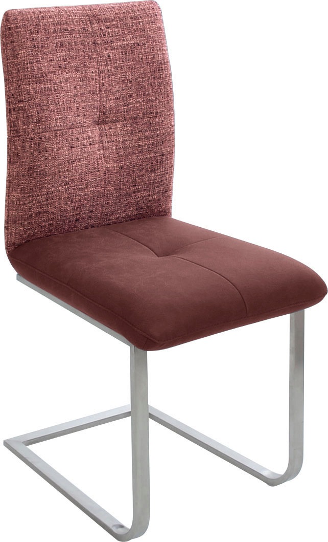 K+W Komfort & Wohnen Freischwinger "Giacomo II" (Set) 2 Stk.mit Metallgriff am Rücken, Sitz und Rücken gesteppt in Materialmix