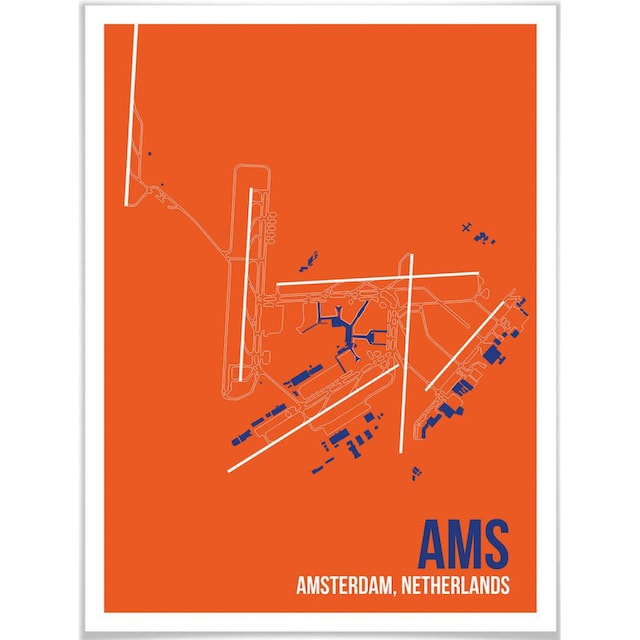 Wall-Art Poster »Wandbild AMS Grundriss Amsterdam«, Grundriss, (1 St.),  Poster, Wandbild, Bild, Wandposter online shoppen | Jelmoli-Versand