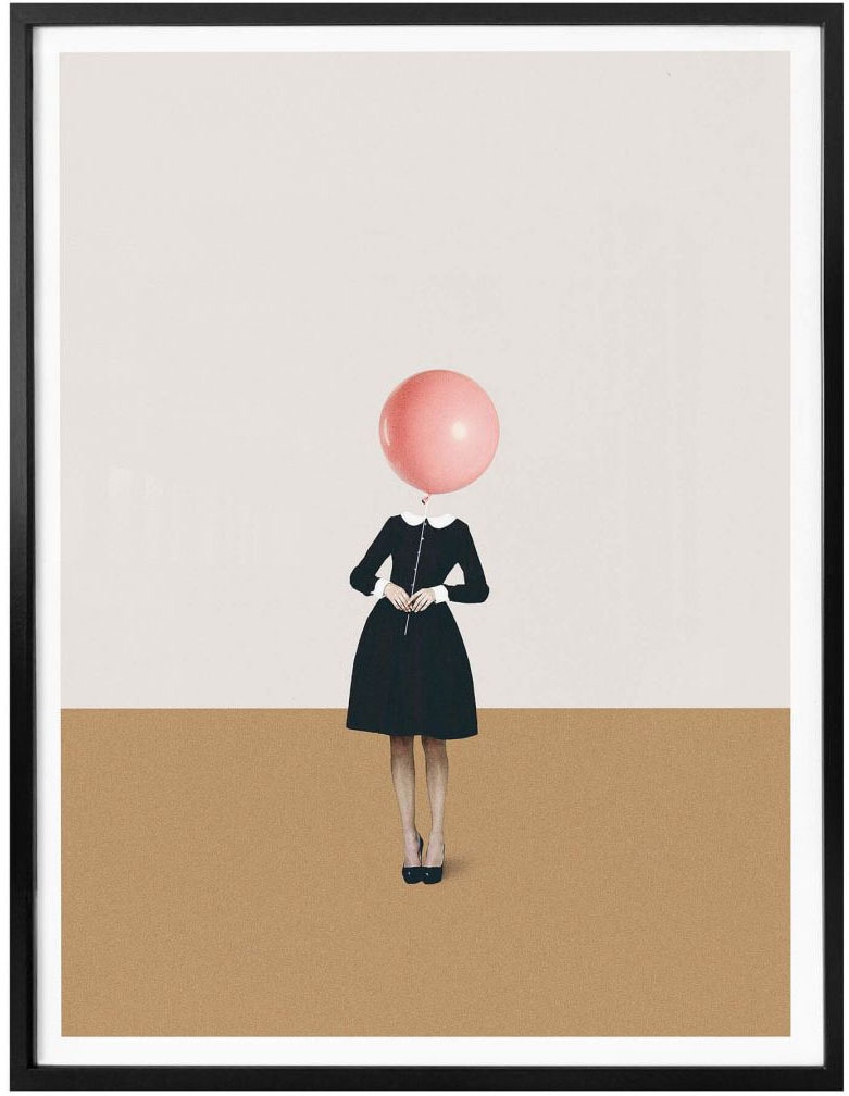 Poster, St.), online Luftballon Bild, Mädchen«, »Léon Luftballon, bestellen Wall-Art Jelmoli-Versand Poster Wandbild, (1 | Rosa Wandposter