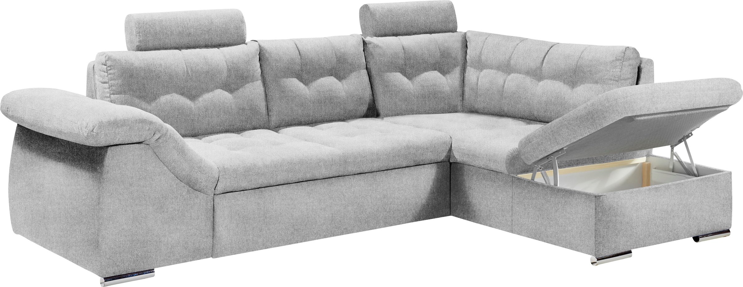 ED EXCITING DESIGN Ecksofa Oman, mit Bettfunktion, Bettkasten, Armteilverstellung und  Kopfstützen