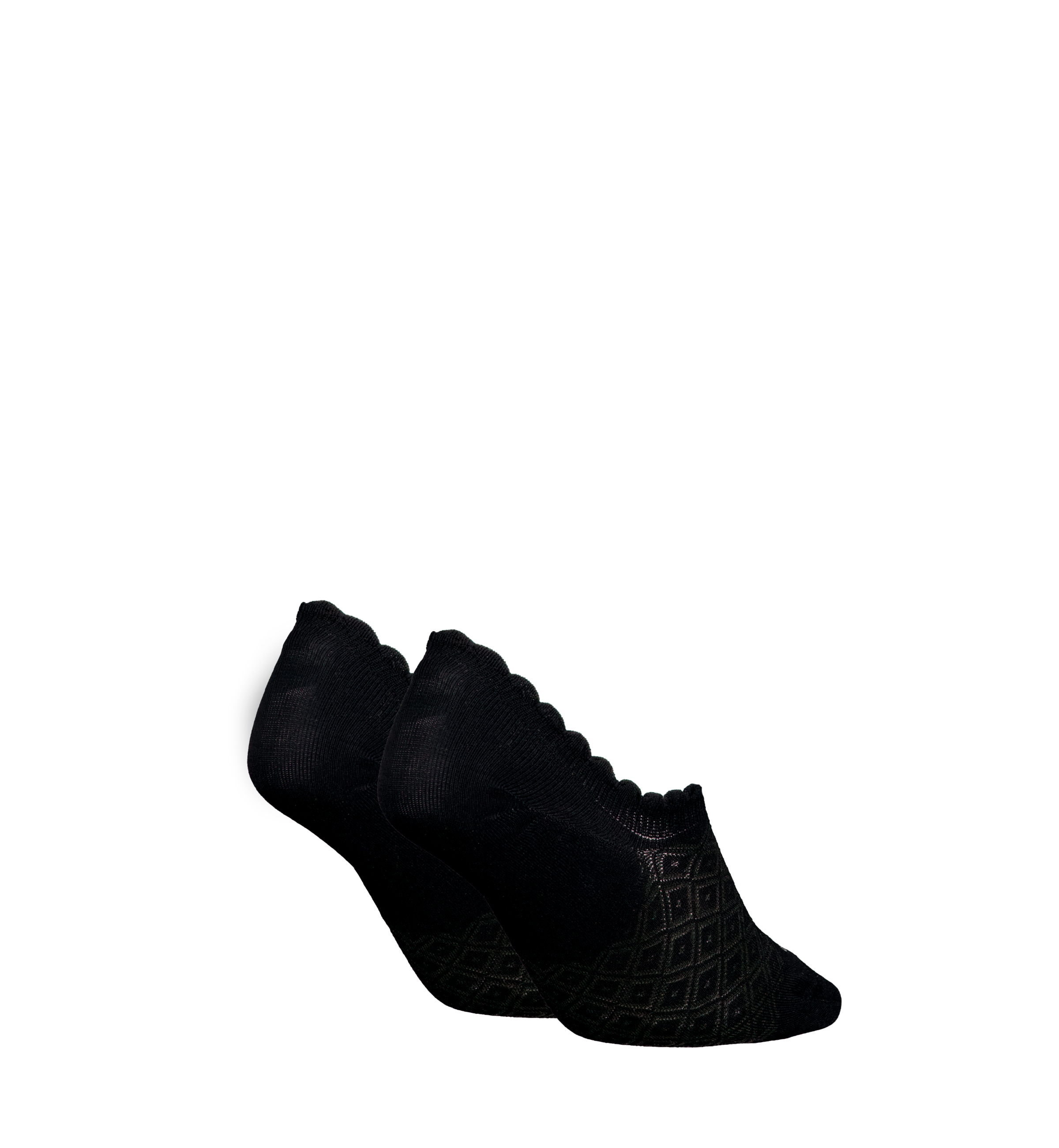 Calvin Klein Jeans Füsslinge »CK WOMEN FOOTIE HIGH CUT 2P DIAMOND« 2 Paar, Mit gewelltem Rand und tollem Muster