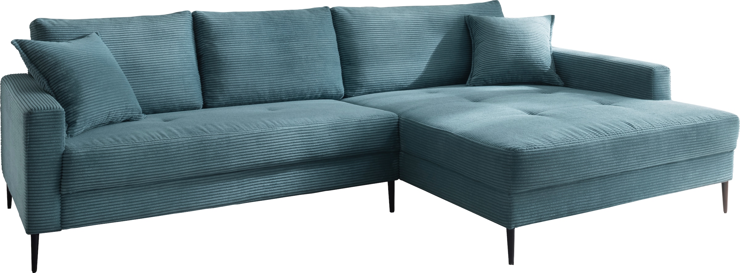 Trends by HG Ecksofa »Summer L-Form«, in Cord-Stoff mit Metallfuss