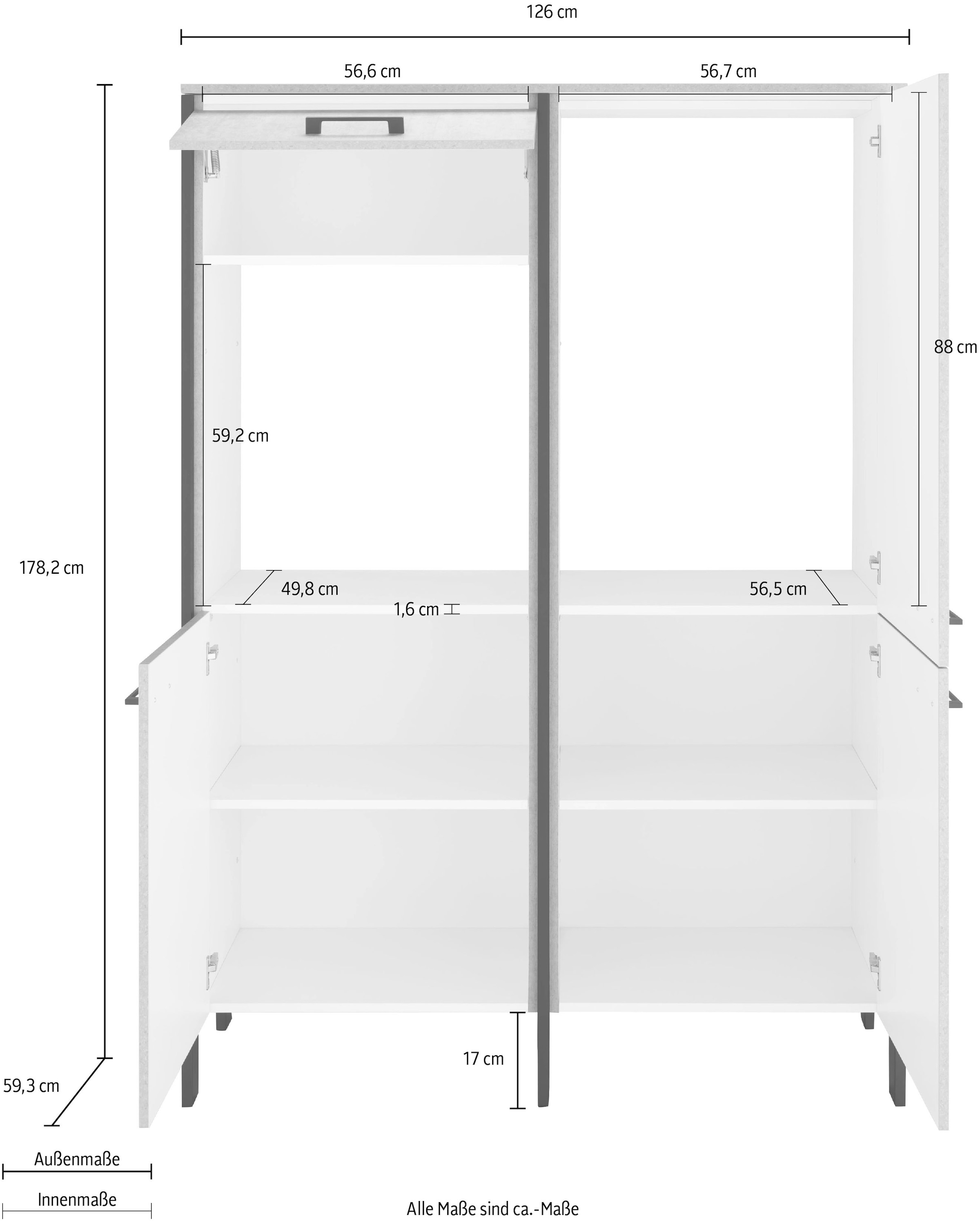 ❤ OPTIFIT Backofen/Kühlumbauschrank »Tokio«, 126 cm breit, mit Jelmoli-Online Shop Stahlgestell im kaufen