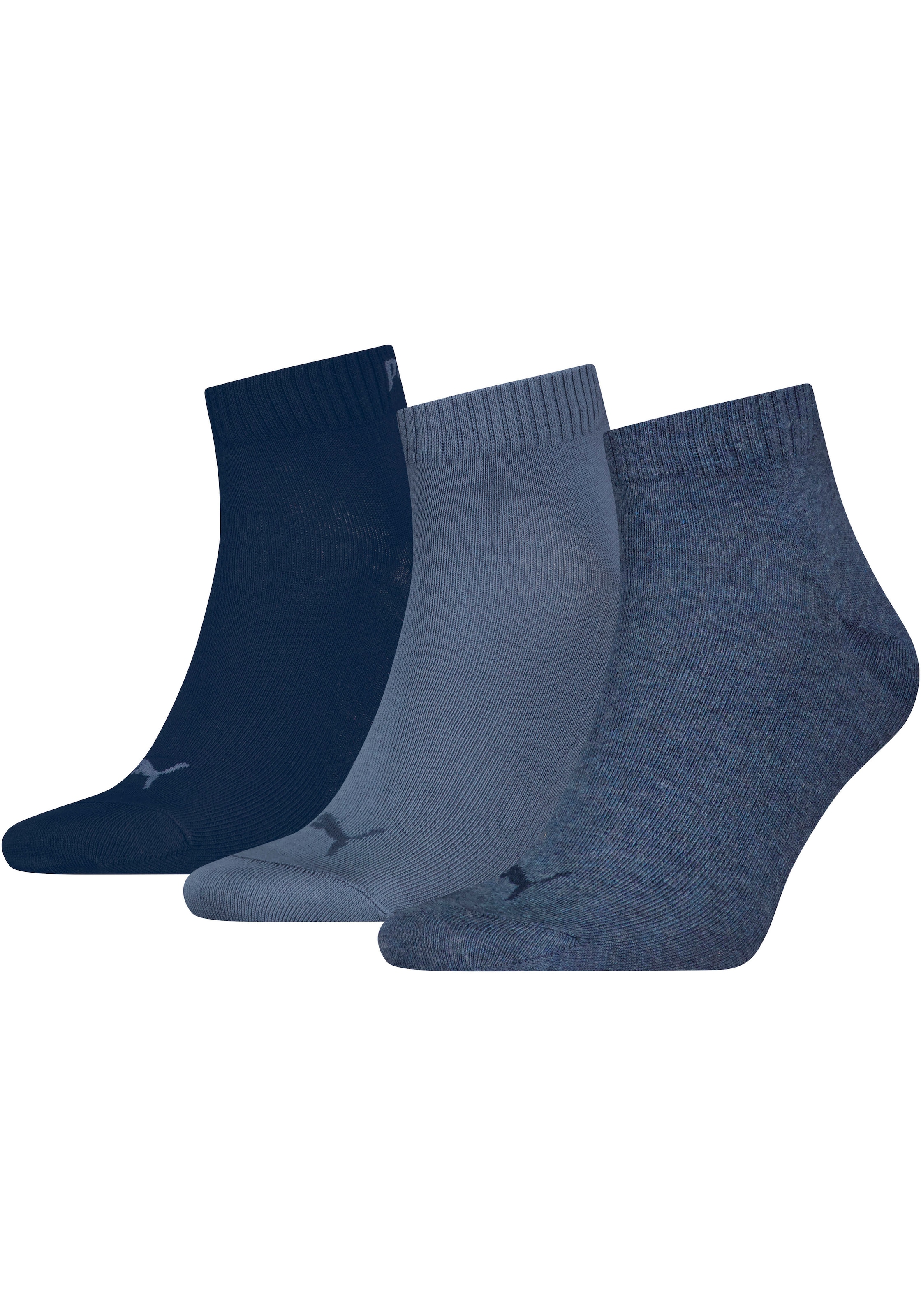PUMA Kurzsocken »PUMA UNISEX QUARTER PLAIN 3P« 3 Paar, 3 Paar tlg. Atmungsaktiv, Rippenbündchen, weiche Baumwollmischung
