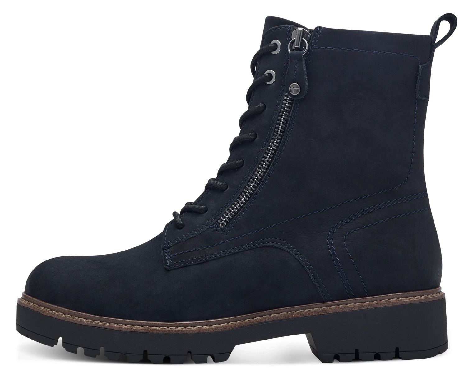 Tamaris Schnürboots, Blockabsatz, Schnürstiefelette mit Zierreissverschluss aussen