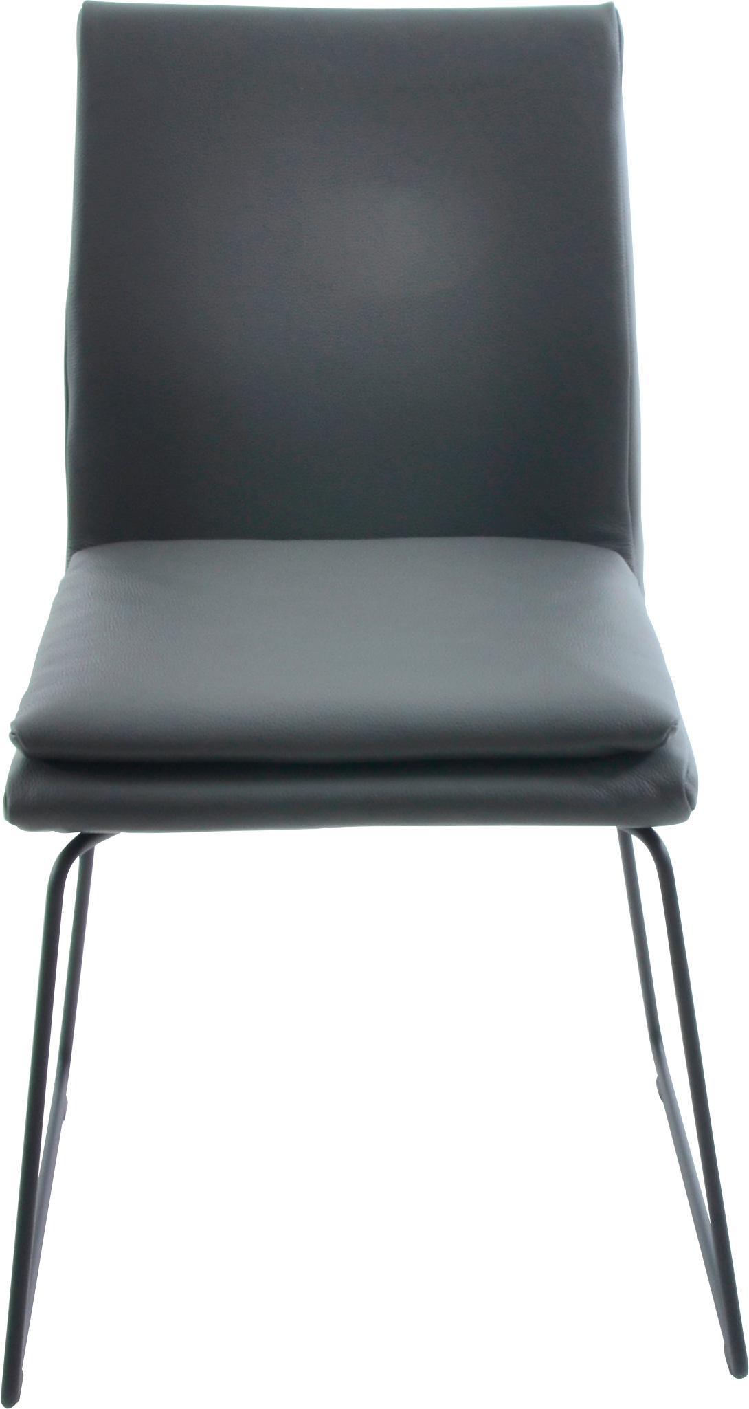 K+W Komfort & Wohnen Esszimmerstuhl "Creso Lederstuhl" () mit Sitzkissen und Rundrohrkufe in Metall schwarz Struktur