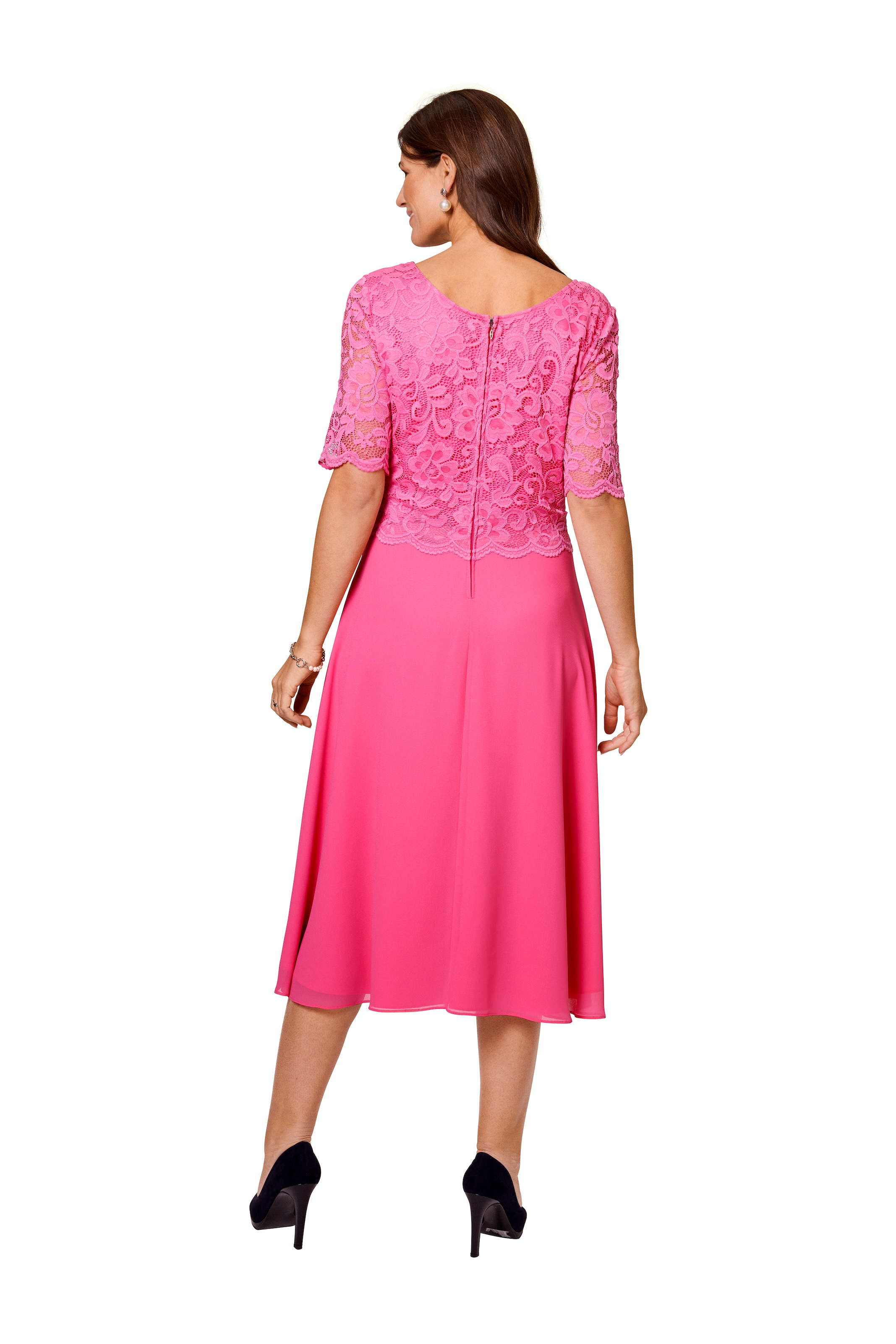 HERMANN LANGE Collection Blusenkleid, mit raffiniertem Mix aus Spitzenoberteil und Chiffonrock