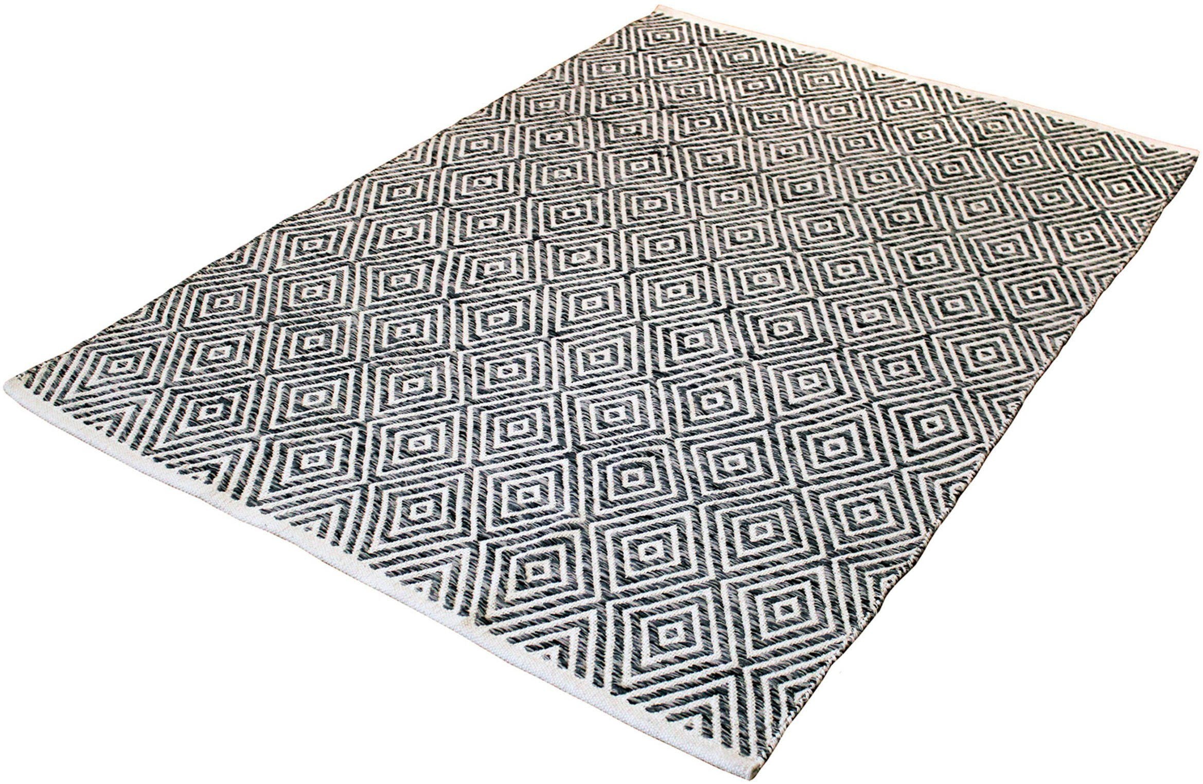 Teppich »Tiara«, rechteckig, mit Rauten-Muster, Teppich aus 100% Baumwolle