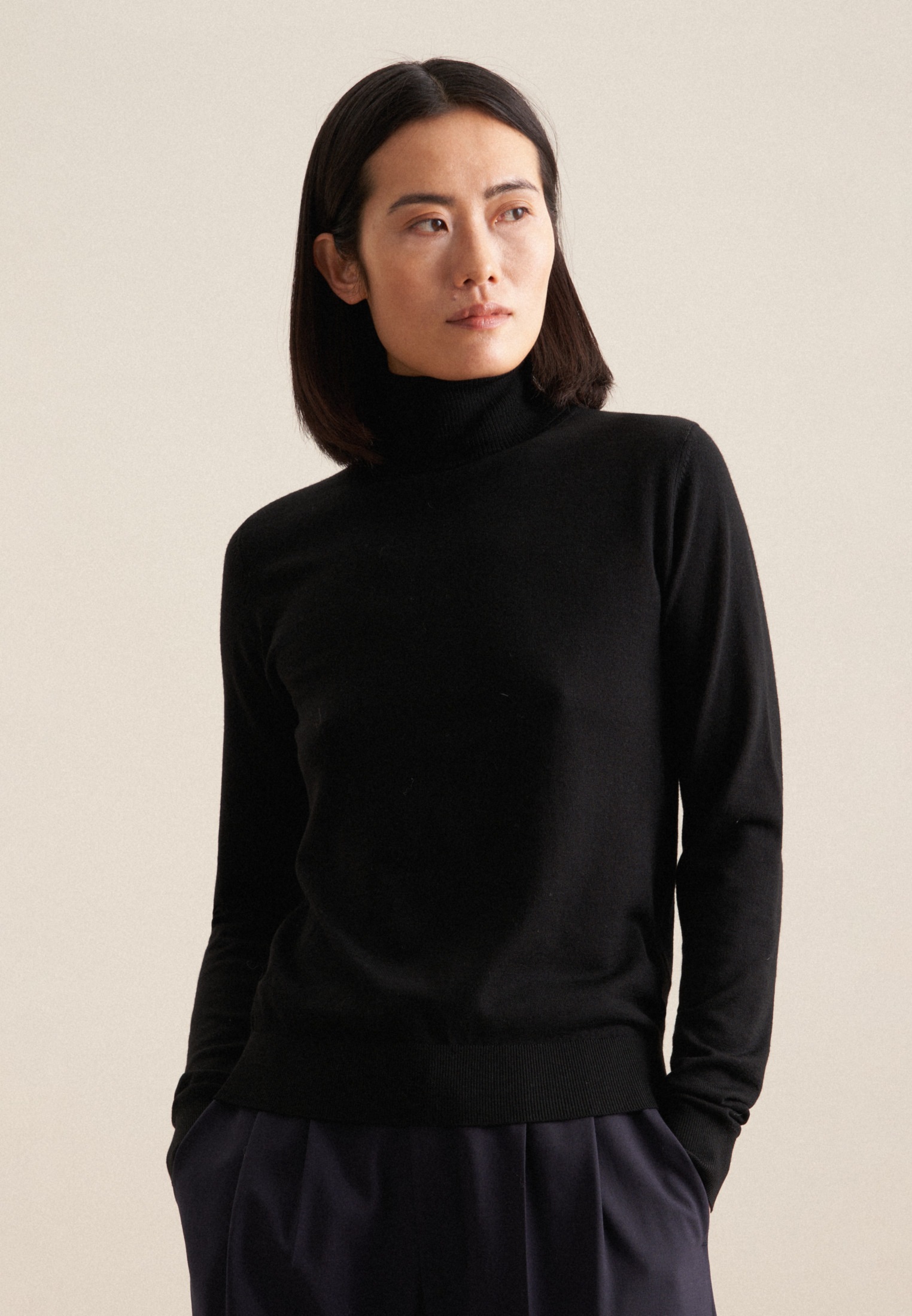 seidensticker Strickpullover »Schwarze Rose« Langarm Rollkragen Uni