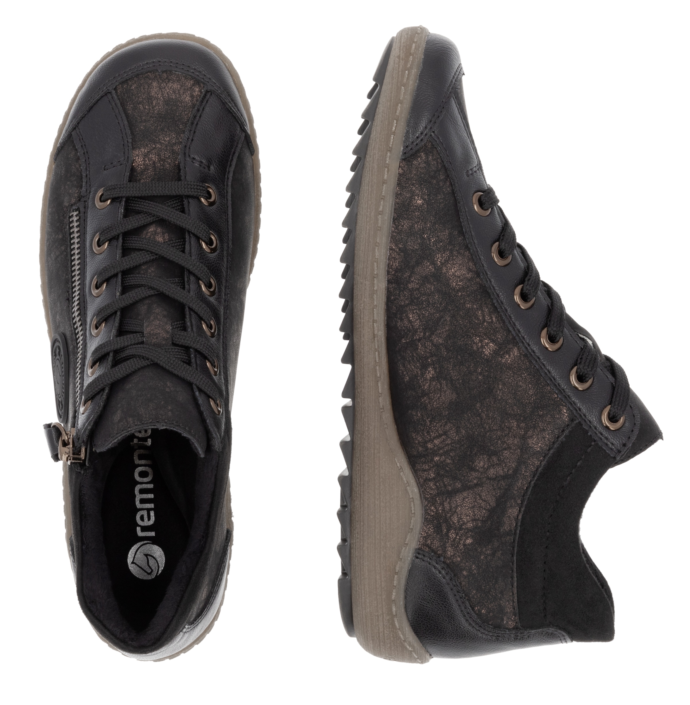 Remonte Schnürboots, Flats, Komfortschuh, Boots mit seitlichem Reissverschluss