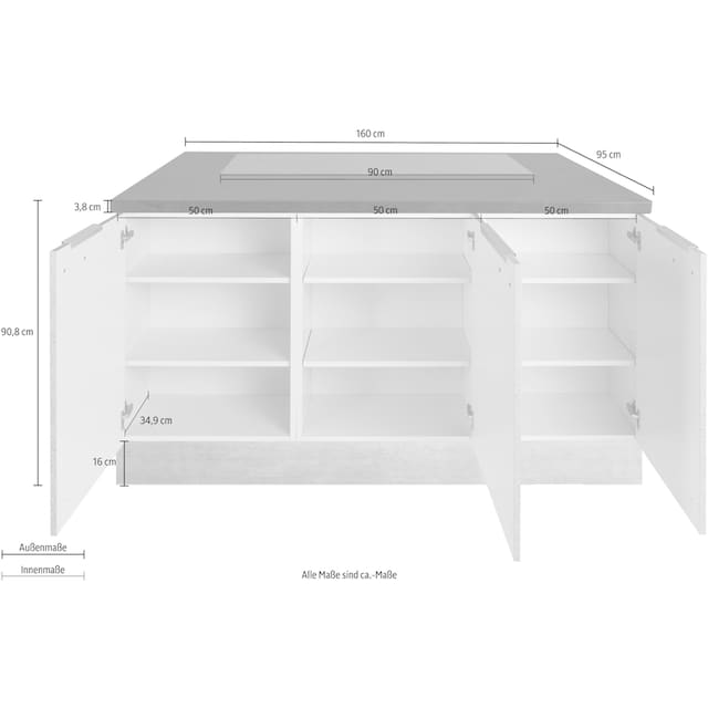 ❤ OPTIFIT Kücheninsel »Tara«, mit Vollauszügen und Soft-Close-Funktion,  Stellbreite 150 x 95 cm kaufen im Jelmoli-Online Shop