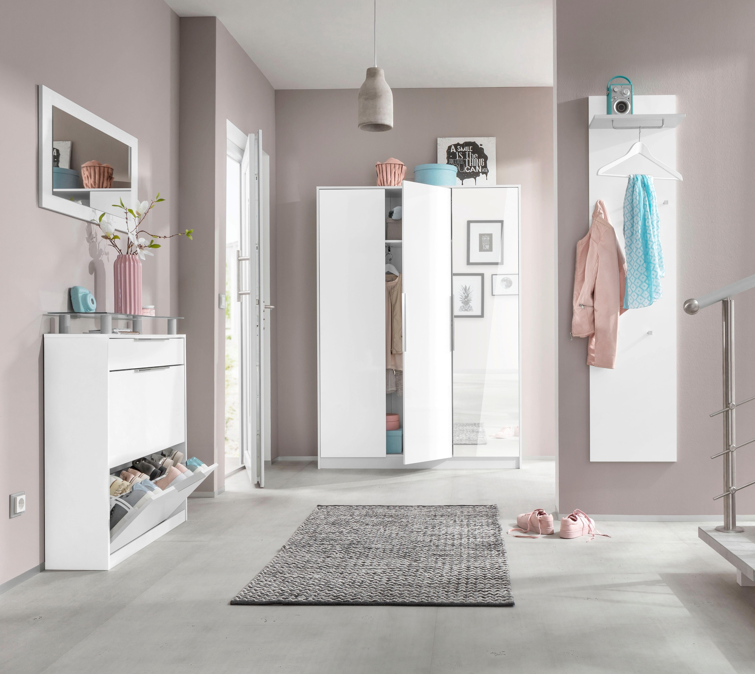 borchardt Möbel Schuhschrank »Oliva«, Breite 89 cm, stehend, mit 2 Doppeltrommeln und 1 Schubkasten