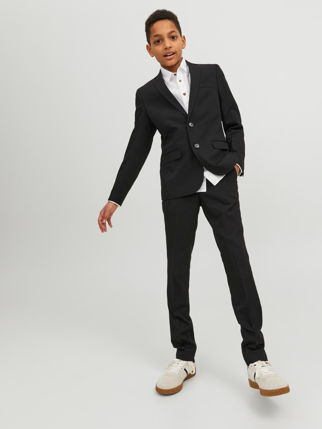 Jack & Jones Junior Kinderanzug »JPRSOLAR elastisch und pflegeleicht für besondere Anlässe«, (Set, 2 tlg.), slim fit, unifarben, modisch, slim fit, Web, Reverskragen