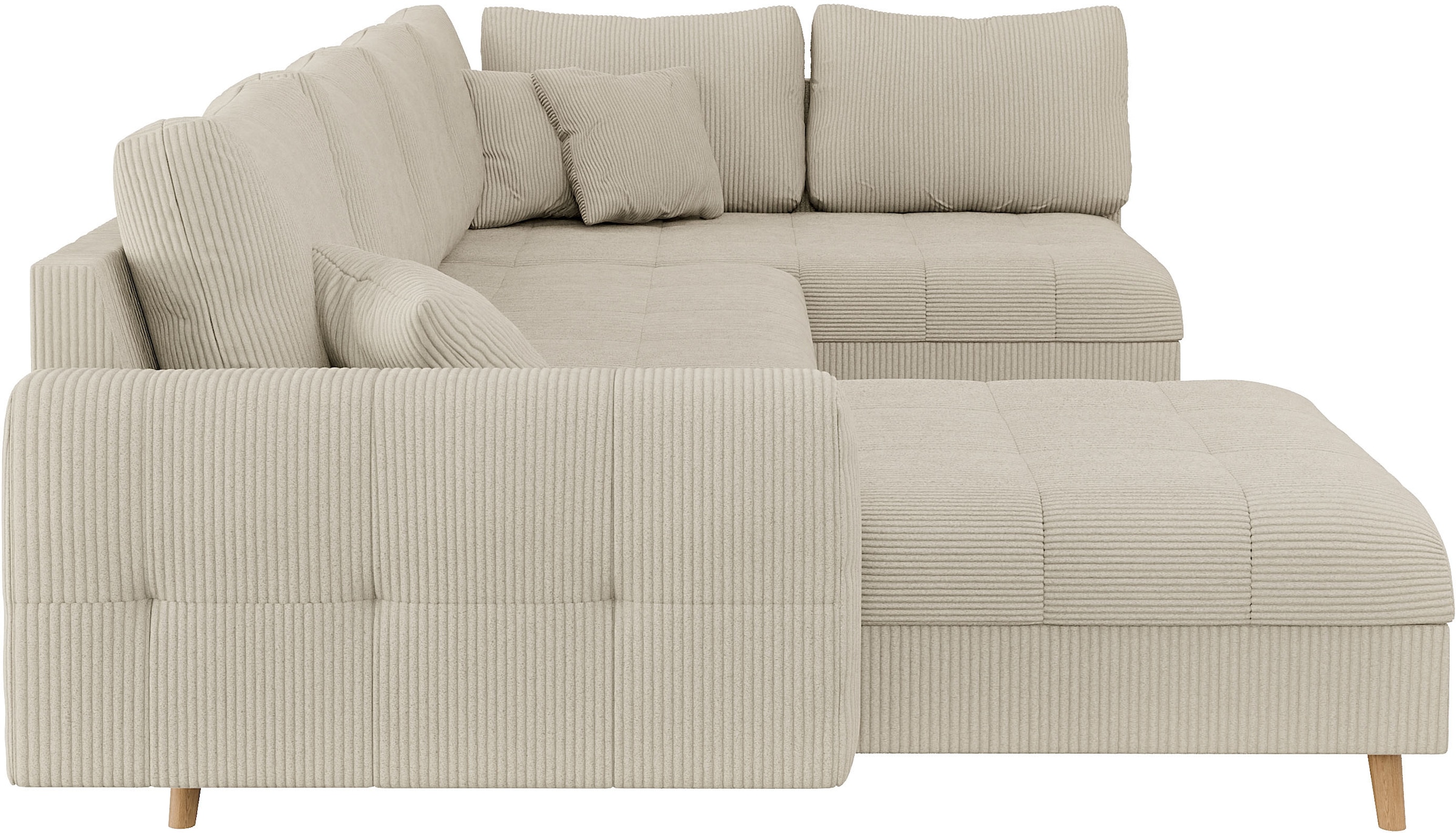 Home affaire Wohnlandschaft »CHARRE U-Form mit Ottomane, Masse B/T/H: 310/161/81 cm«, feine Steppung, lose Rücken- und Zierkissen, auch in Cord und Bouclé