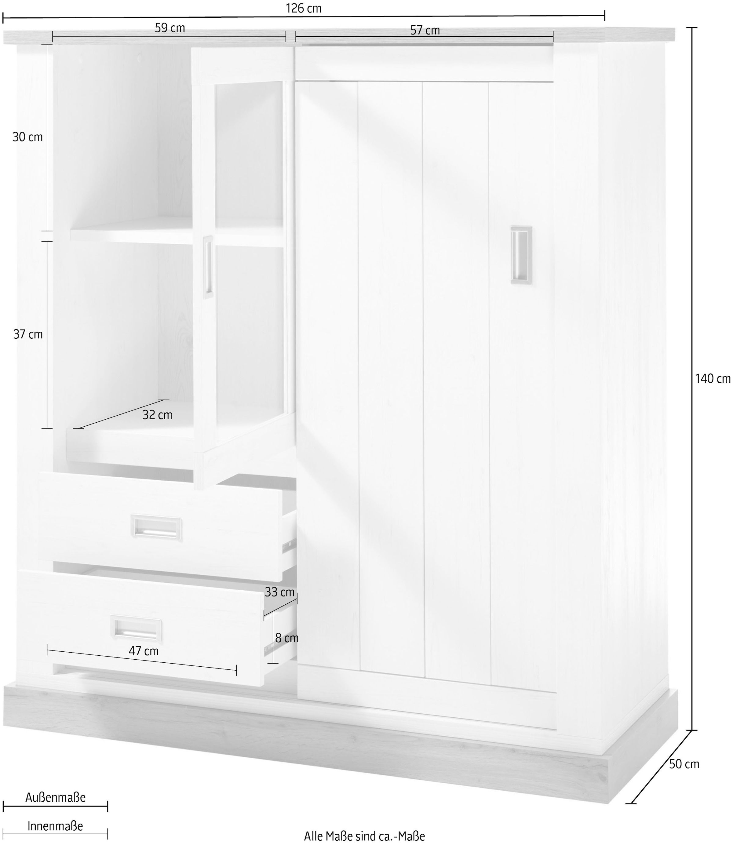 Home affaire Highboard »ORLANDO«, Höhe ca. 140 cm