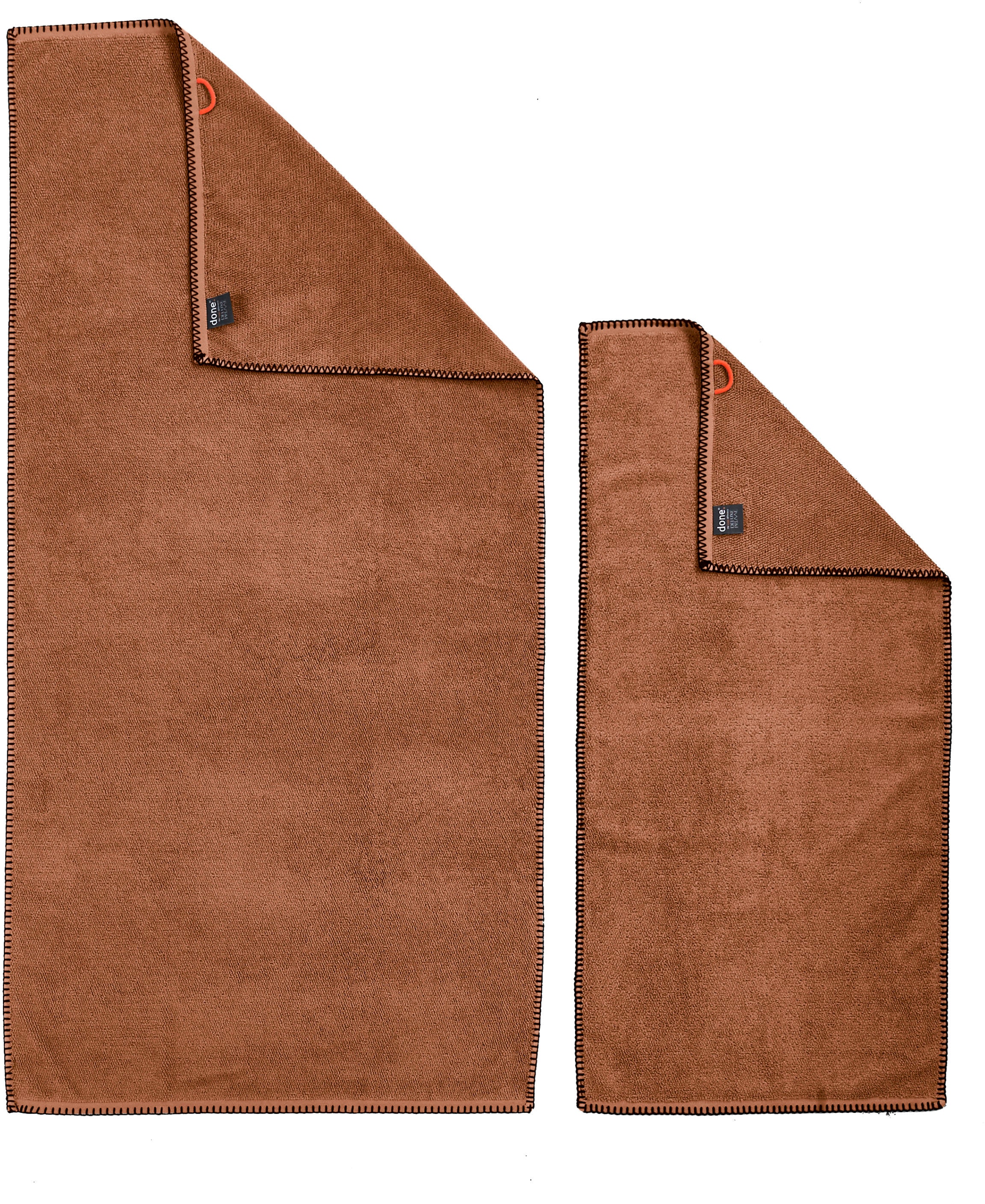 done.® Handtuch Set »Deluxe Prime«, (Set, 4 St., 2 Gästetücher (30x50 cm)-2 Handtücher (50x100 cm), mit einfassender Ziernaht in schwarz